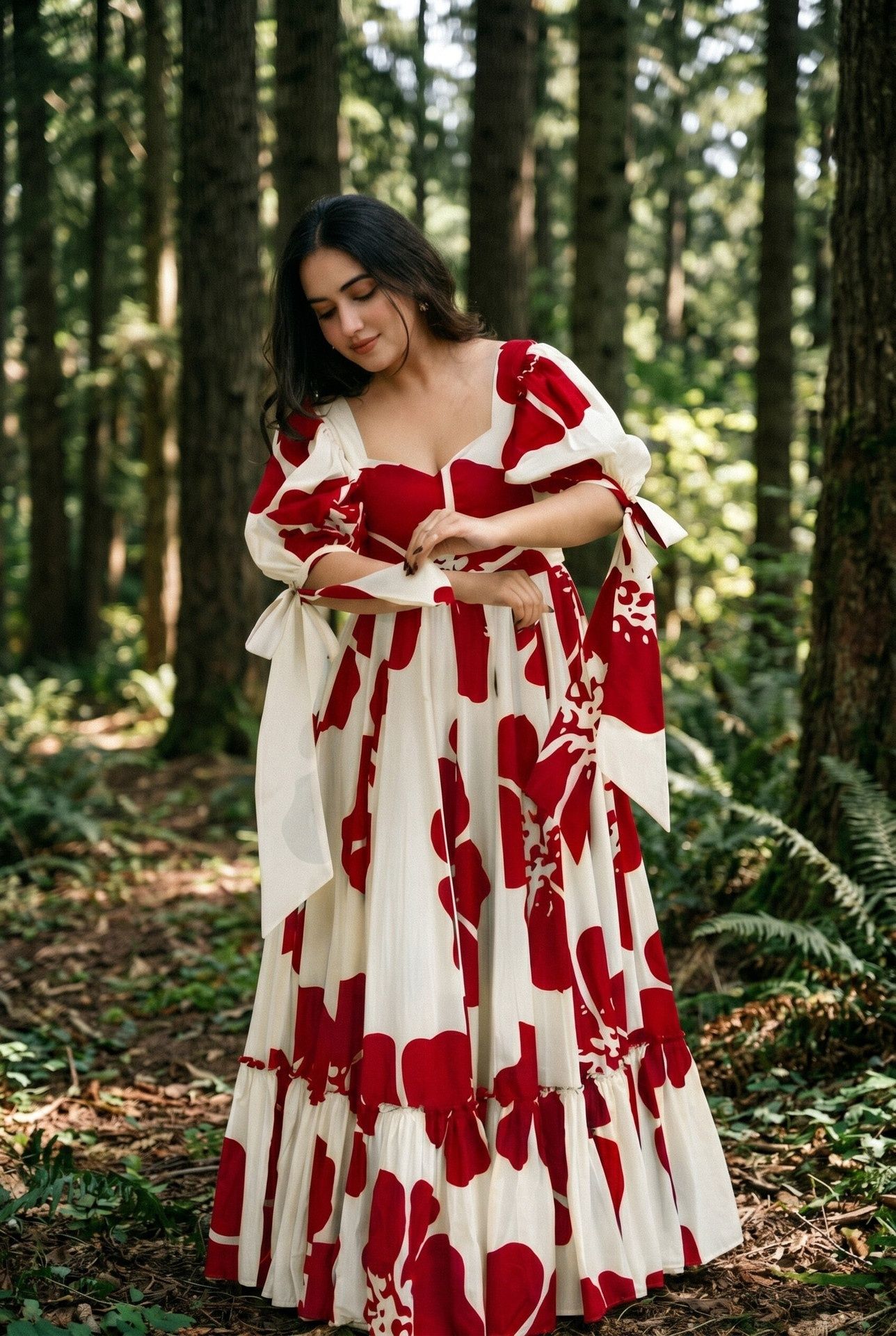 kalki Printed, Floral Print Rayon Blend, Cotton Blend Stitched Flared/A-line Gown-picture-15