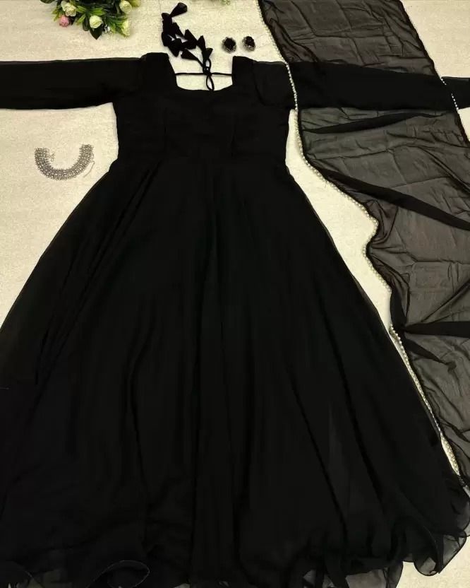 nitya clothing Solid Georgette Stitched Anarkali Gown-picture-10