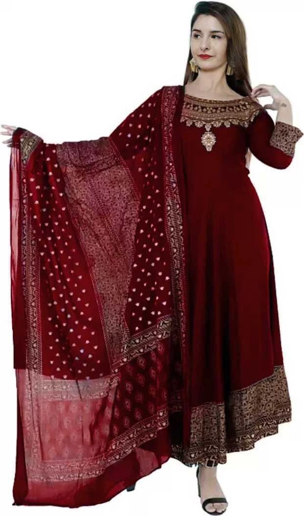 baba kurti Printed Rayon Blend Stitched Anarkali Gown-picture-27