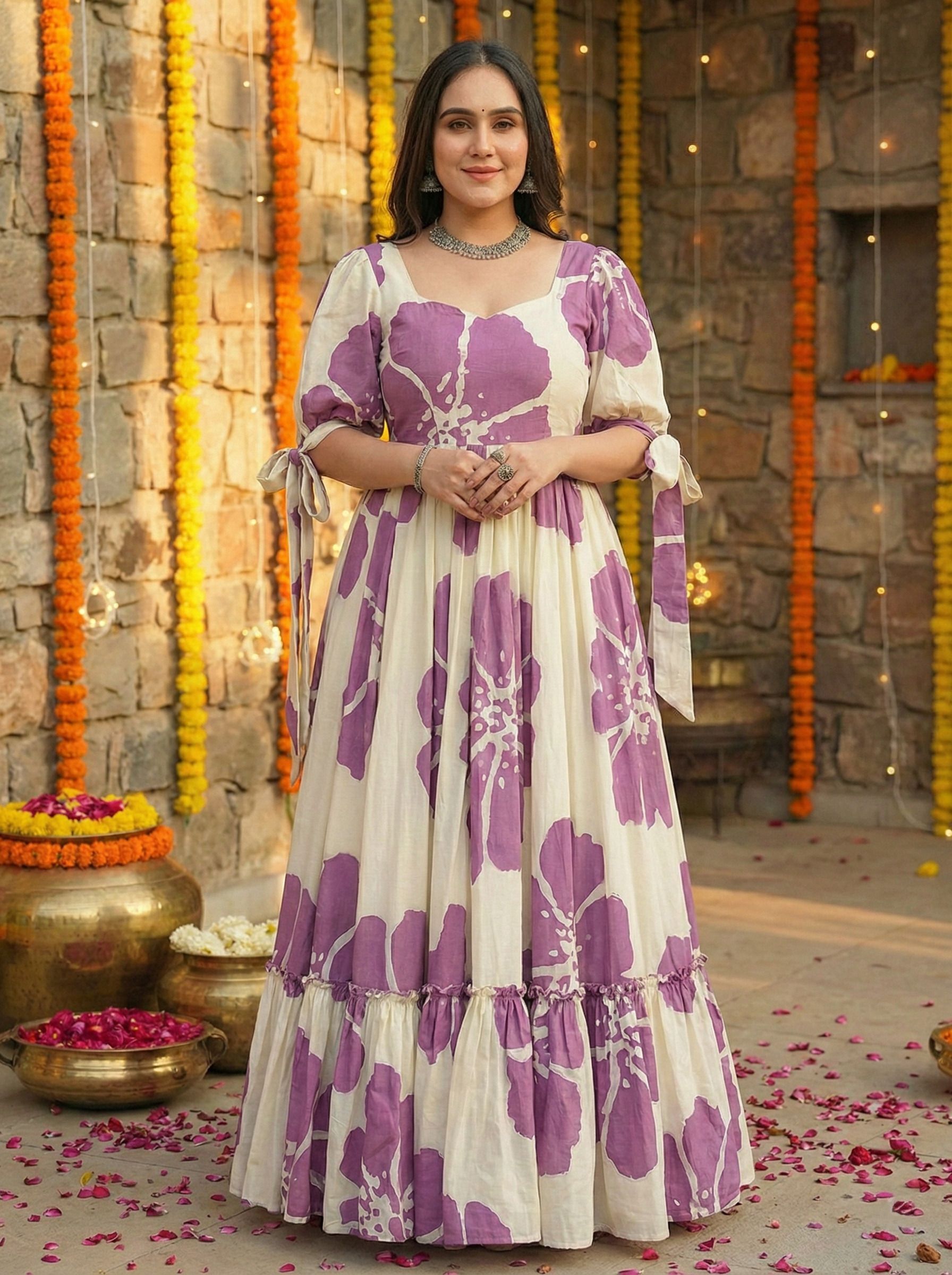 agenda Floral Print Rayon Blend Stitched Anarkali Gown-picture-19