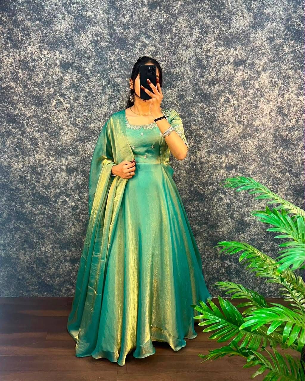 shree akhand Embroidered Silk Blend Stitched Anarkali Gown-picture-8