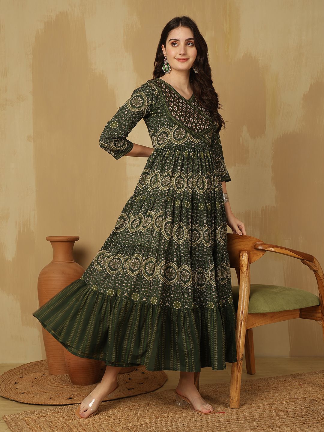 glam roots Floral Print Pure Cotton Stitched Anarkali Gown-picture-10