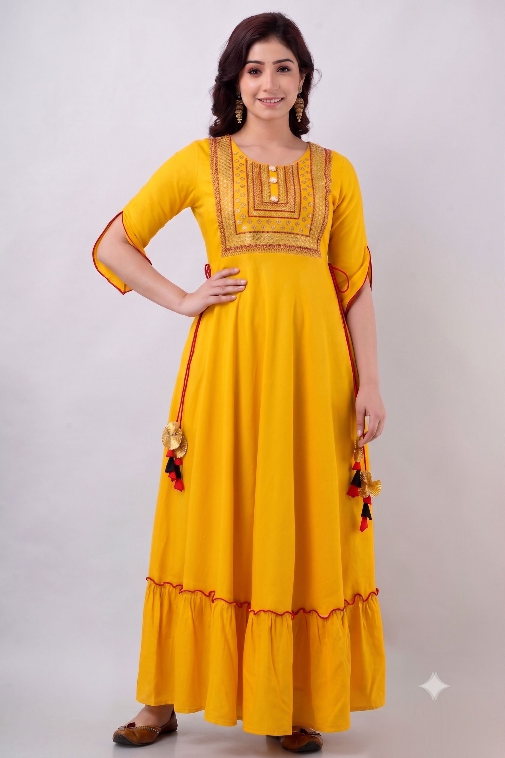 Solid Viscose Rayon Stitched Flared/A-line Gown-image-32