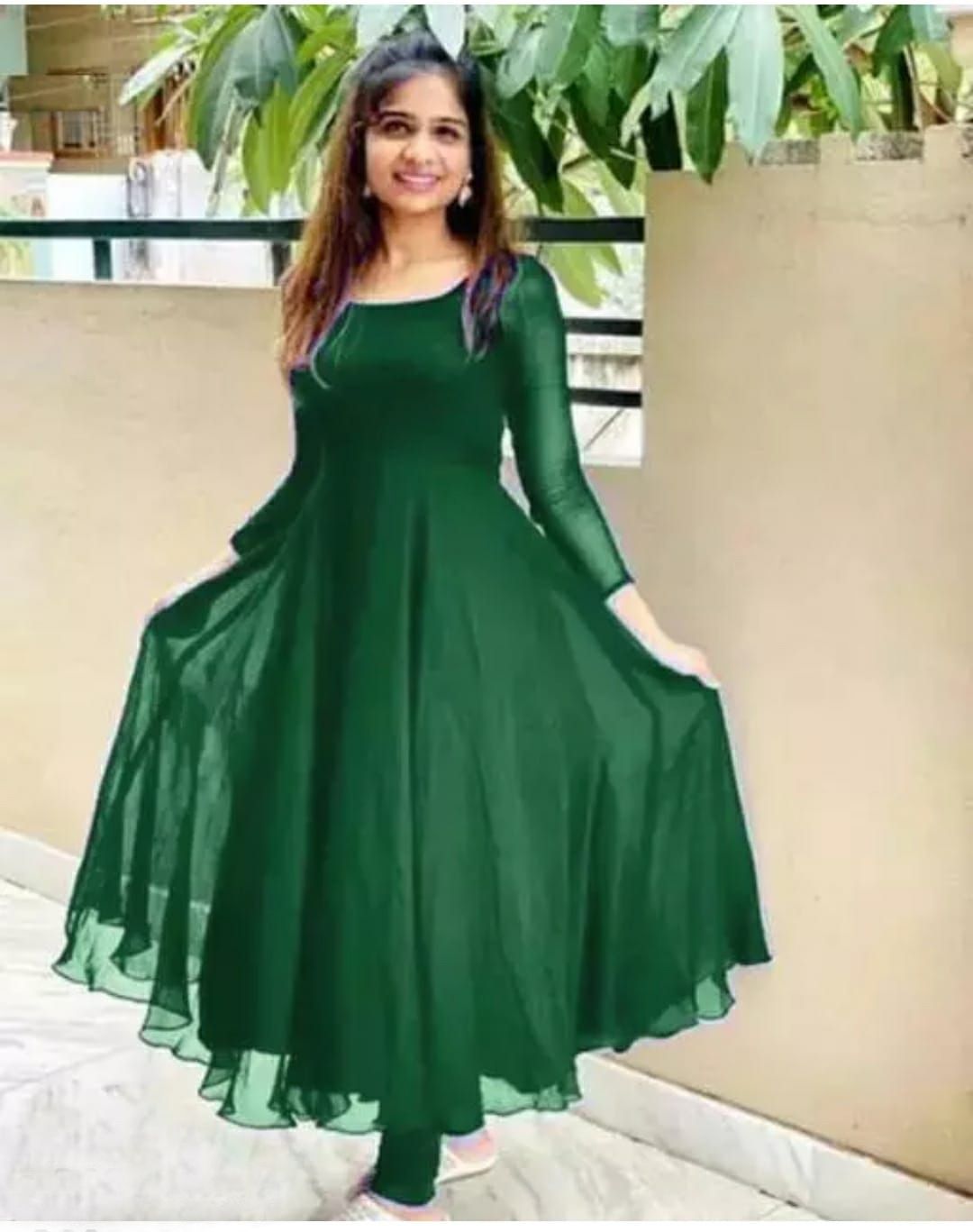 vidya fashion mart Solid Georgette Stitched Anarkali Gown-picture-20