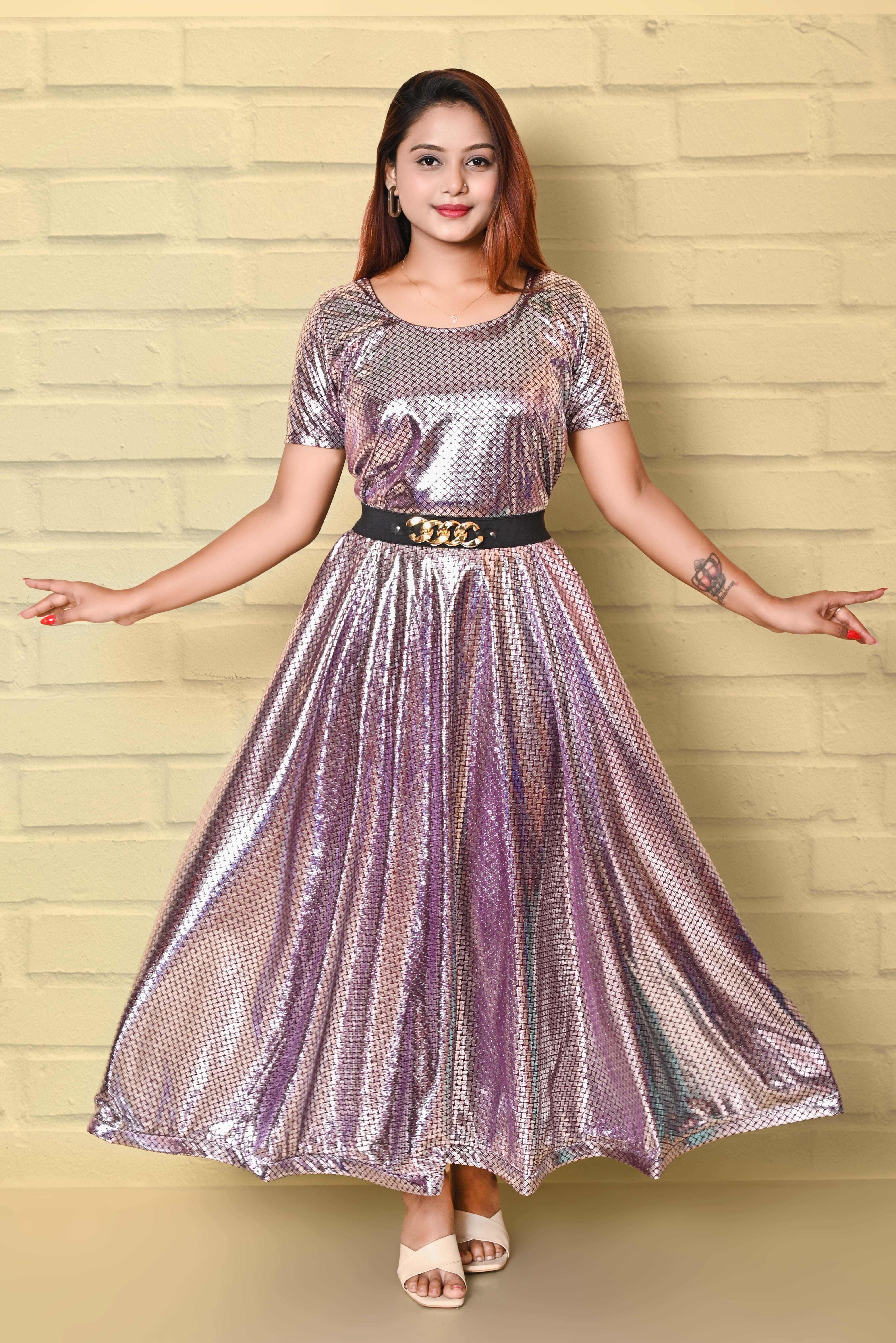 quickshop Printed Silk Blend Stitched Anarkali Gown-picture-21
