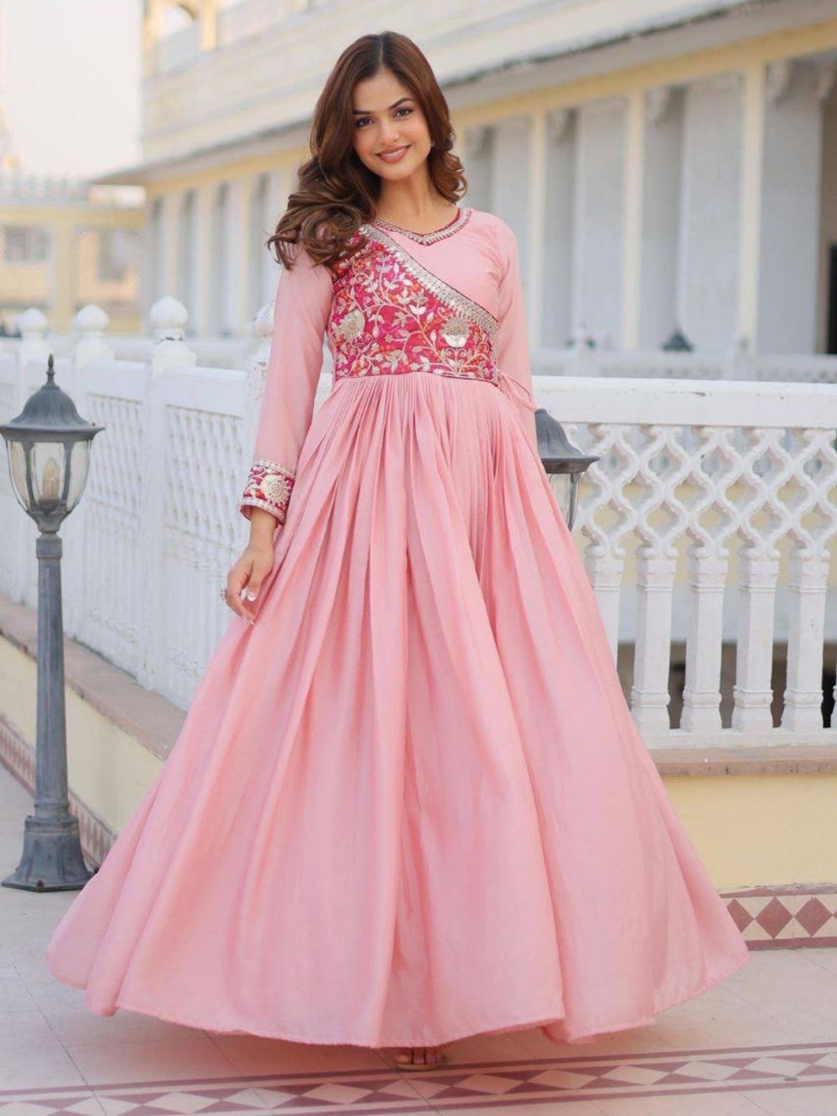 odette Cotton Blend Stitched Anarkali Gown-picture-3