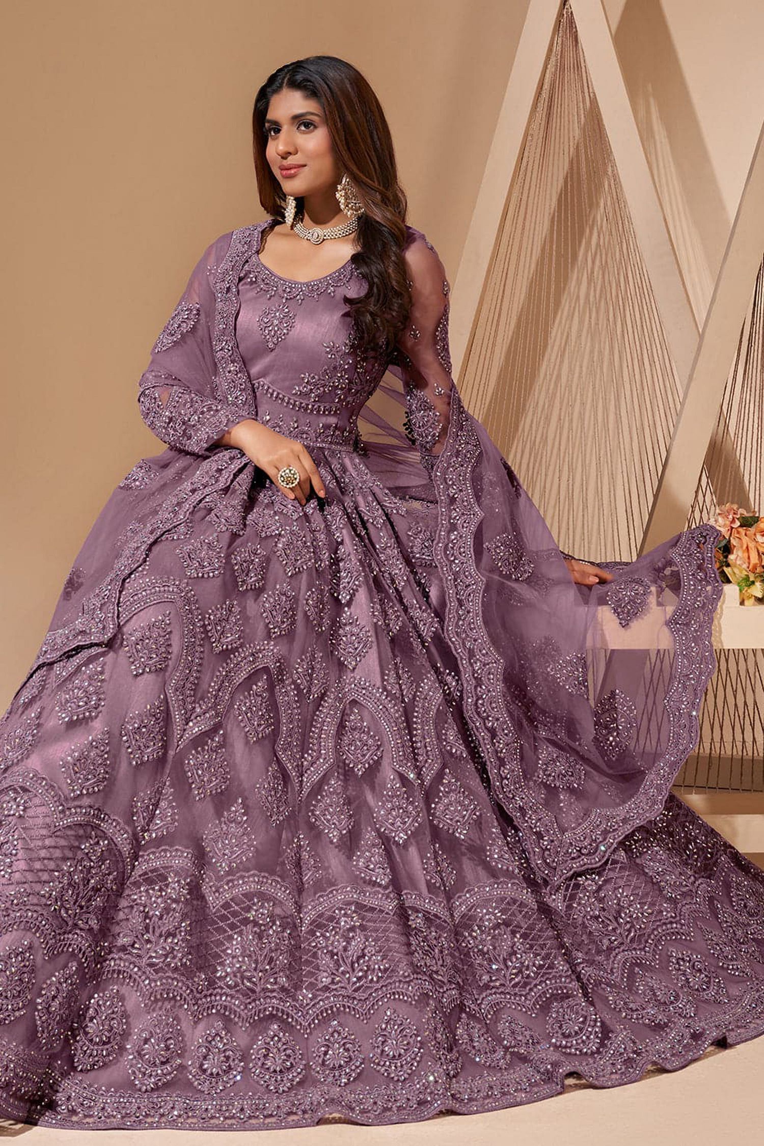 julee Embroidered Net Semi Stitched Flared/A-line Gown-picture-36