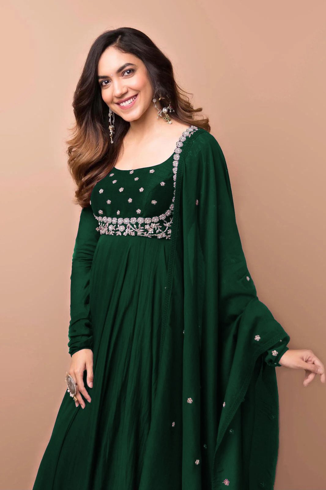 peronica fashion Embroidered Georgette Stitched Anarkali Gown-picture-33