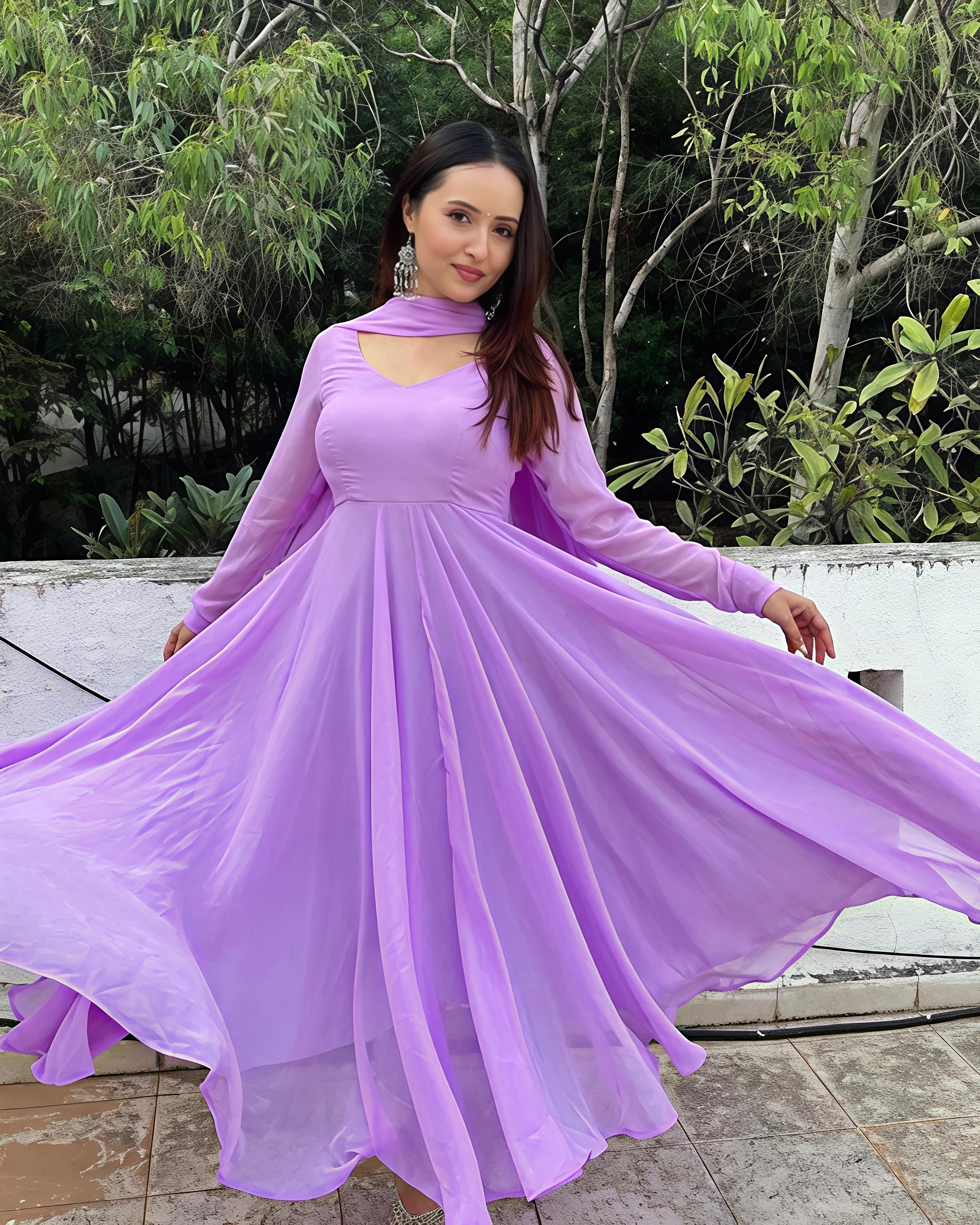 Solid Georgette Stitched Anarkali Gown-image-15