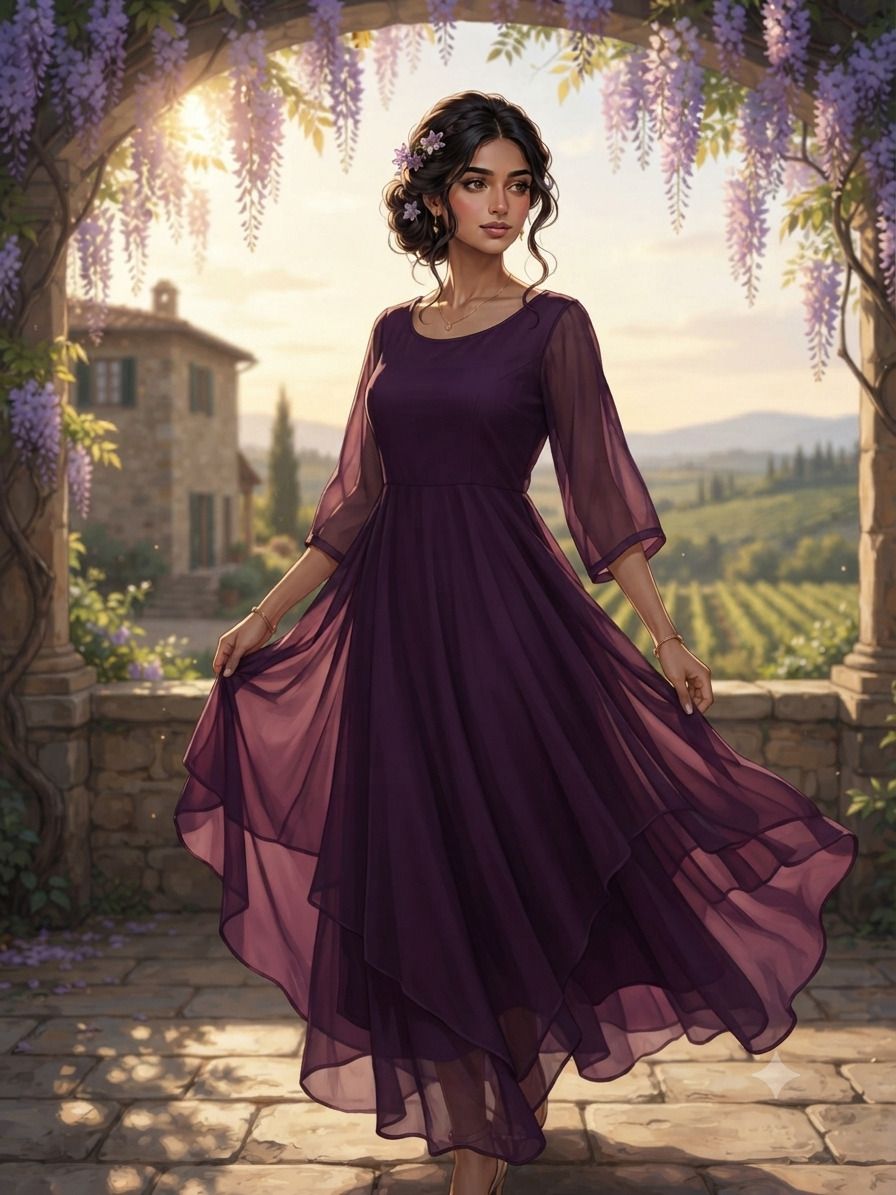 Solid Georgette Stitched Flared/A-line Gown-image-20