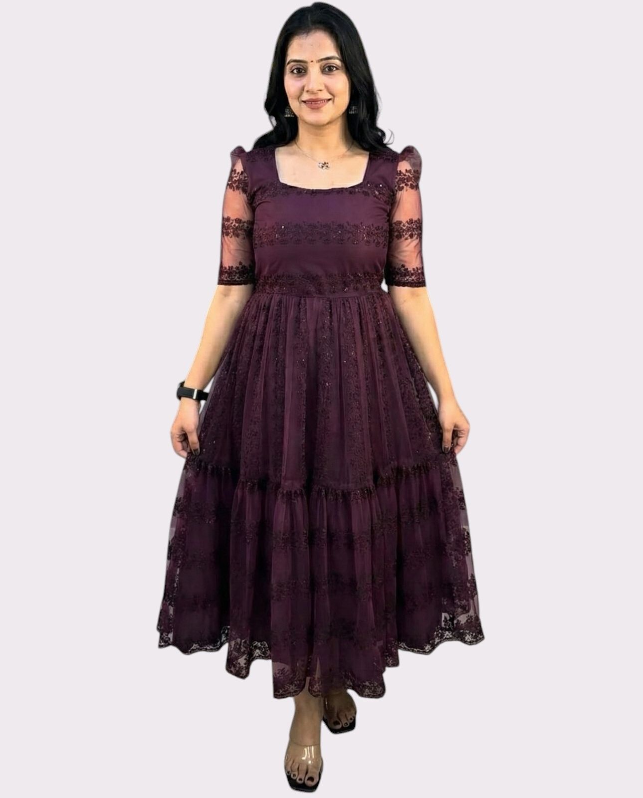 Women Gown Purple Midi/Calf Length Dress