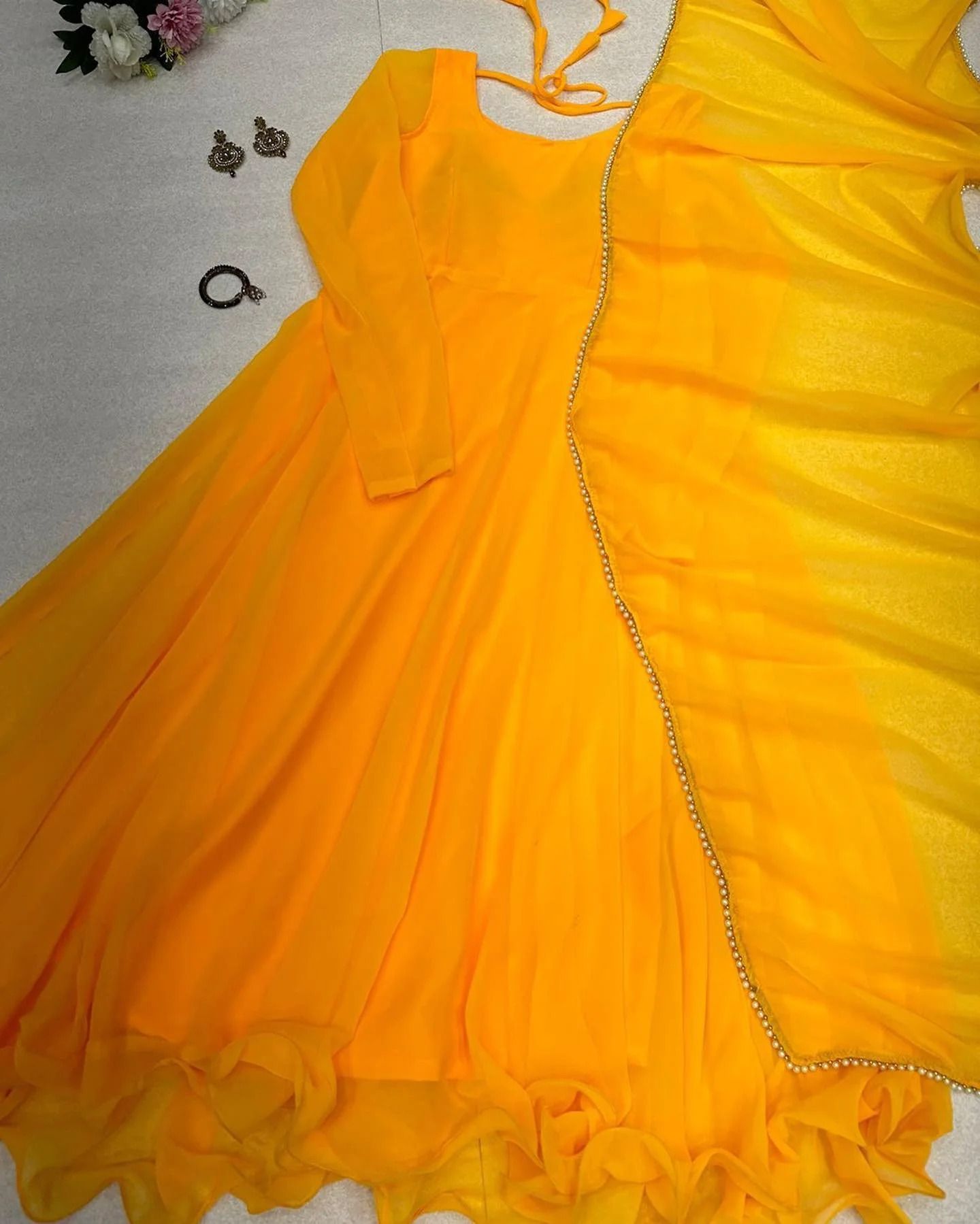 style crush Solid Georgette Stitched Anarkali Gown-picture-17