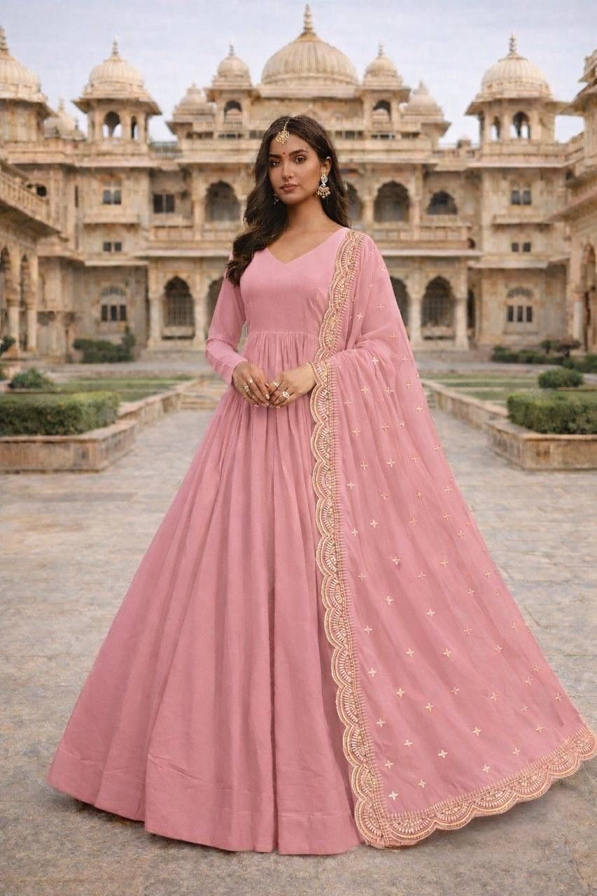 Embroidered Georgette Stitched Flared/A-line Gown-image-13