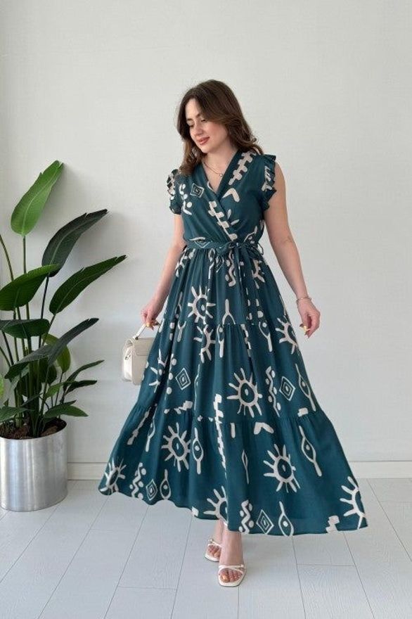 Women Fit and Flare Light Green Maxi/Full Length Dress-image-49