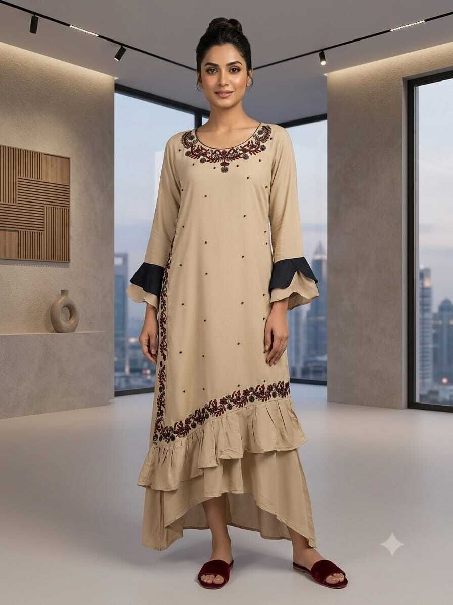 Cotton Rayon Stitched Flared/A-line Gown-image-14