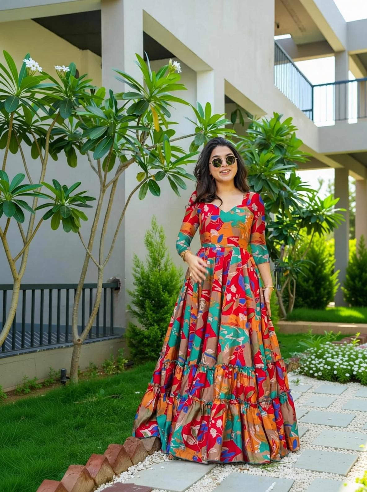 Printed Rayon Blend Stitched Anarkali Gown-image-45