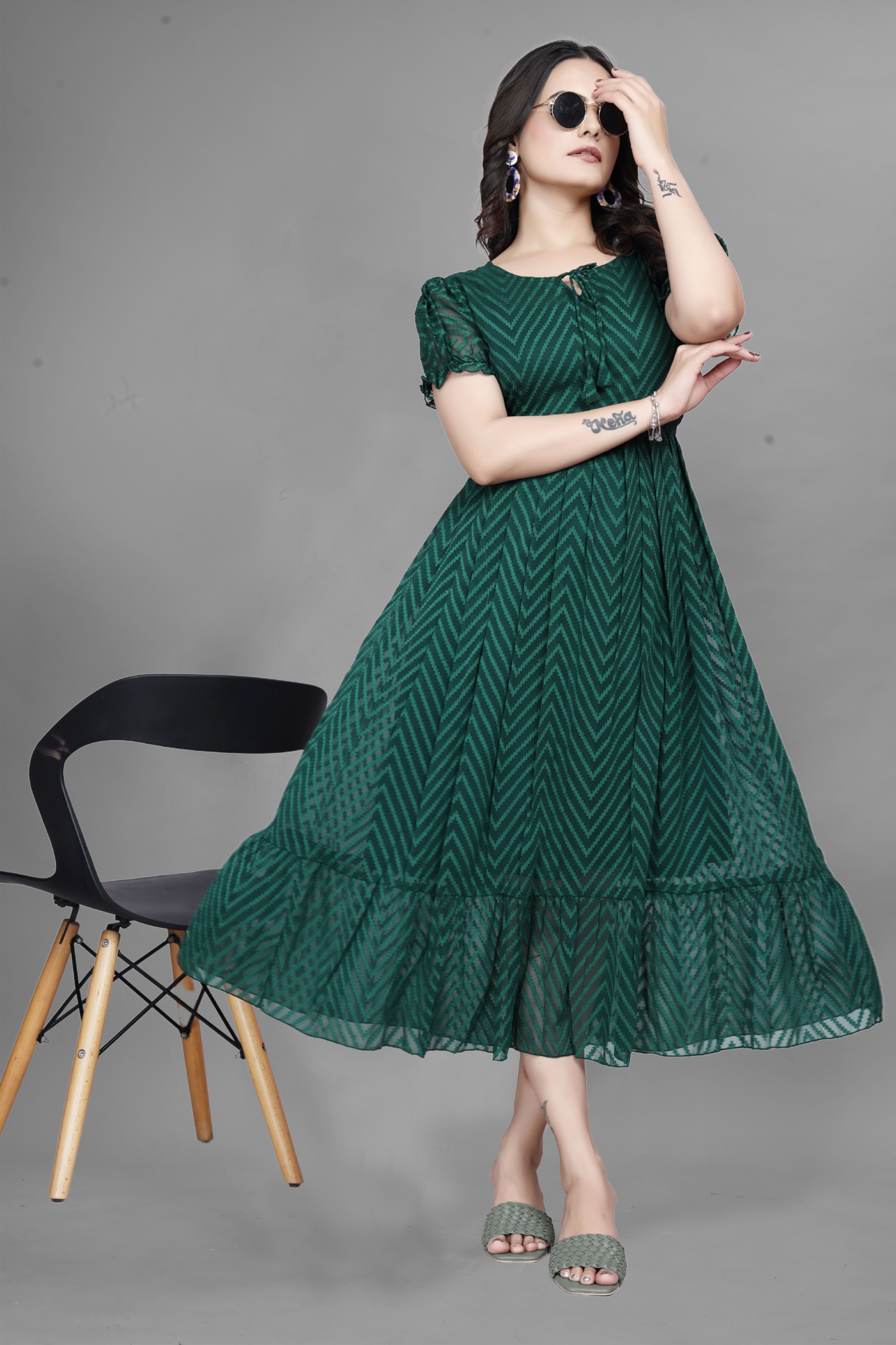 premarth Solid Georgette Stitched Flared/A-line Gown-picture-10
