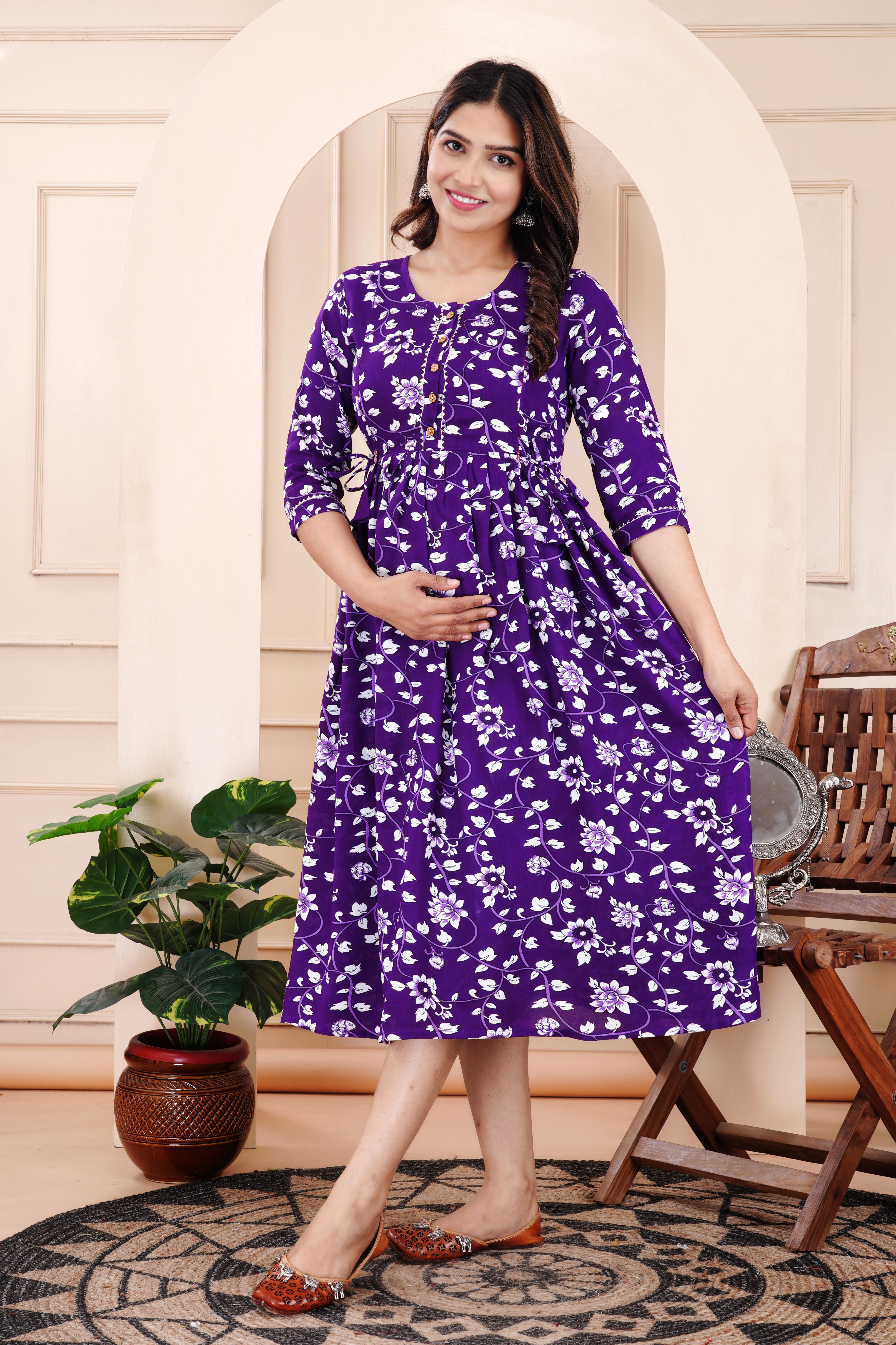 murli kurti Floral Print Pure Cotton Stitched Flared/A-line Gown-picture-15