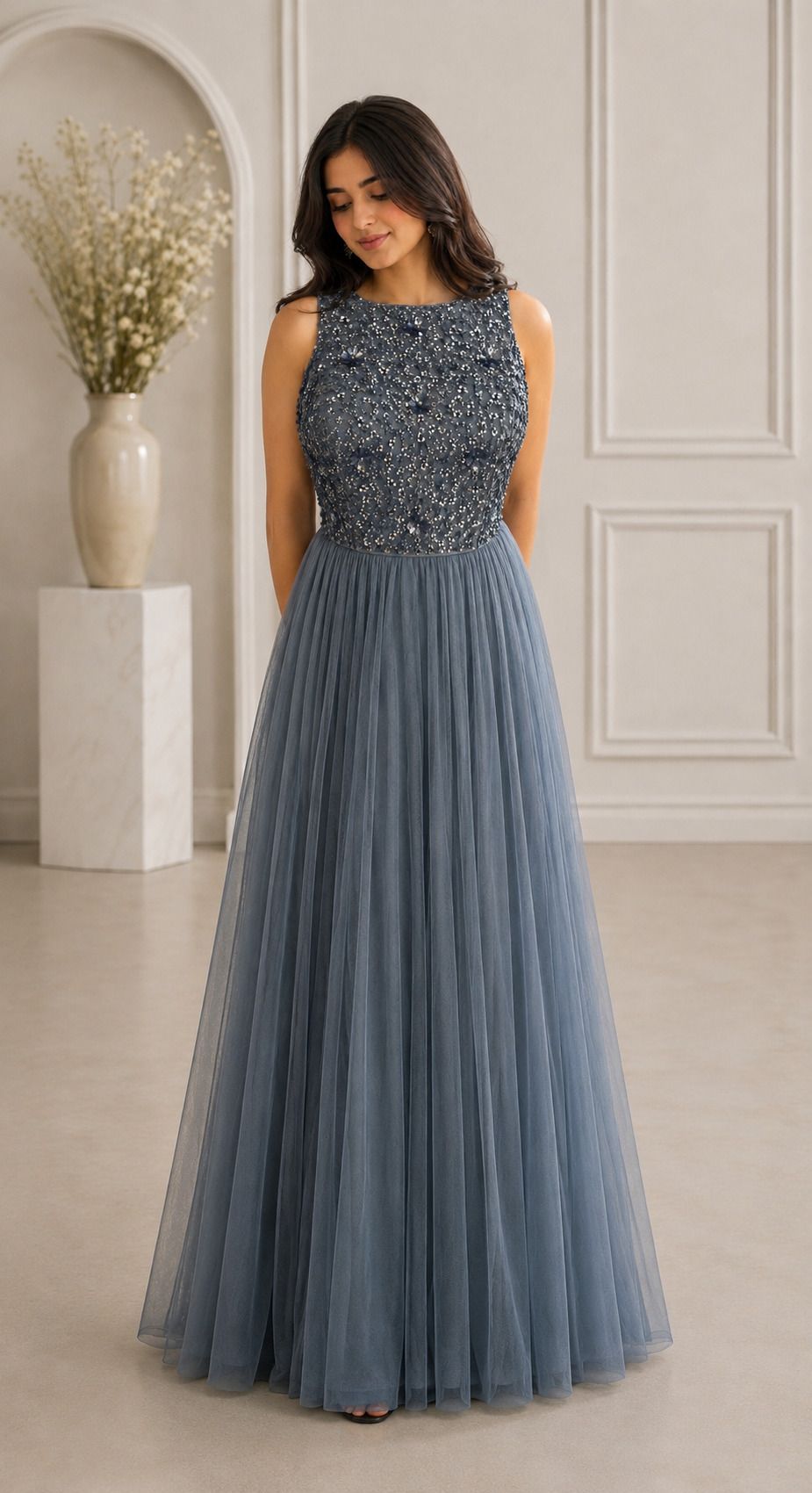 tc tabiya collection Embellished Lycra Blend Stitched Straight Gown-picture-17