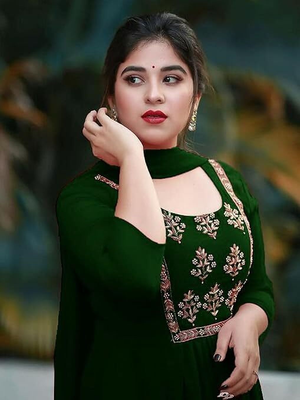 vrajart's Embroidered Georgette Stitched Straight Gown-picture-19