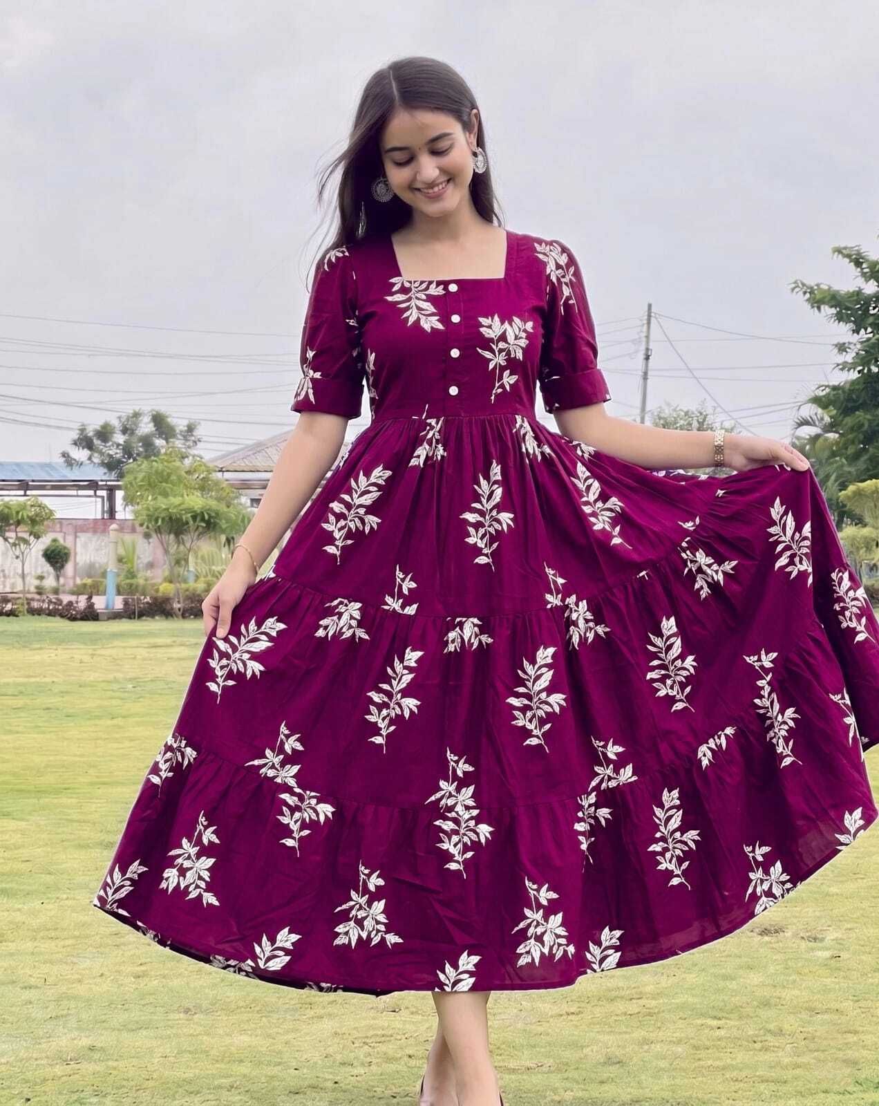 Cotton Rayon Stitched Flared/A-line Gown-image-26