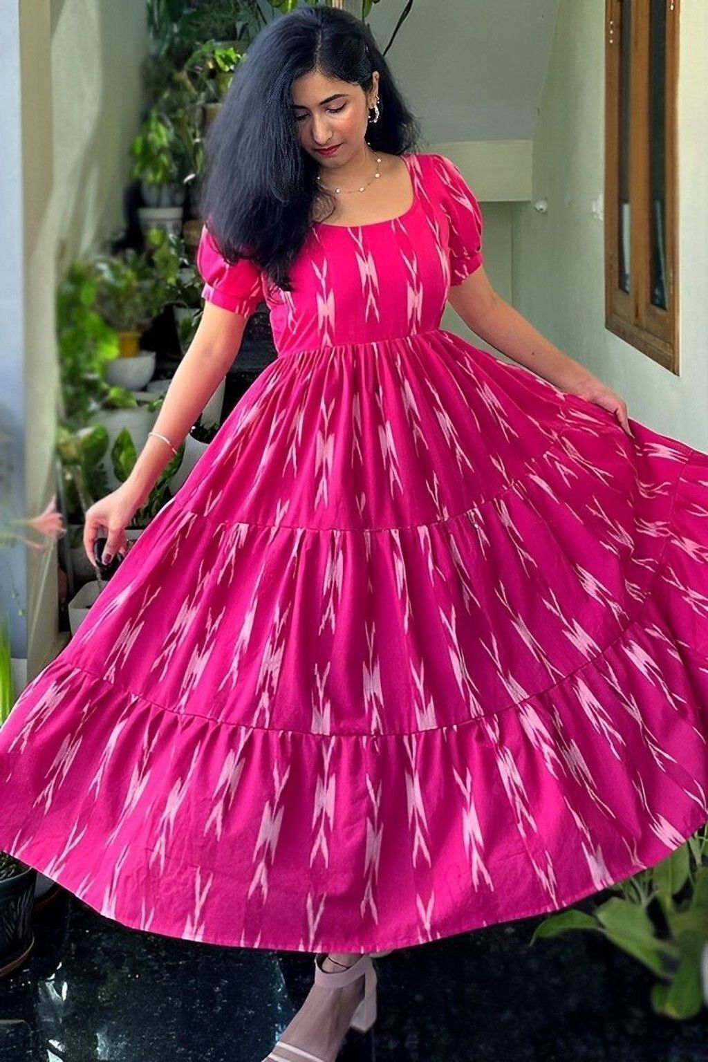 Printed Cotton Blend Stitched Flared/A-line Gown-image-33
