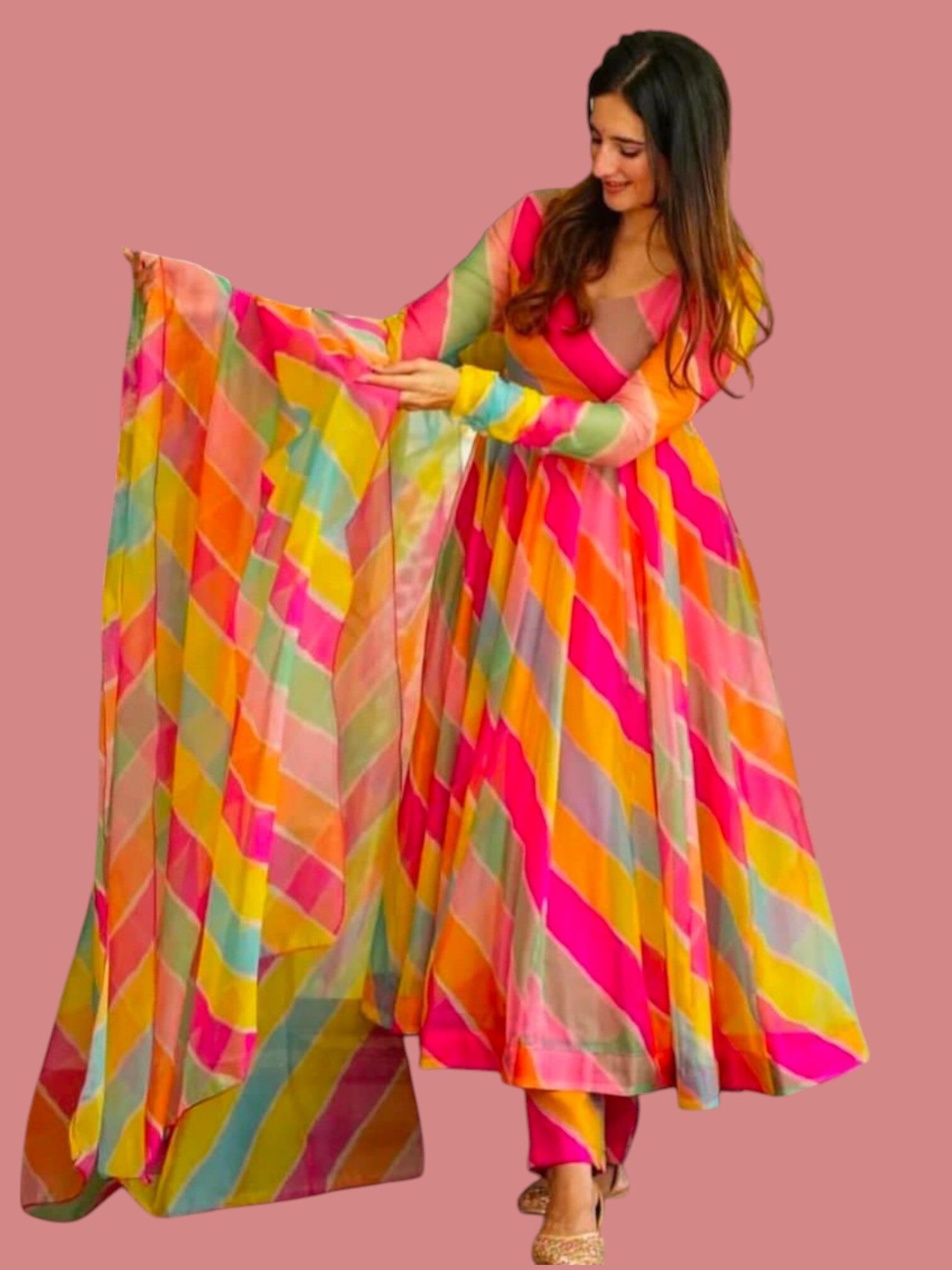 Self Design Georgette Stitched Anarkali Gown