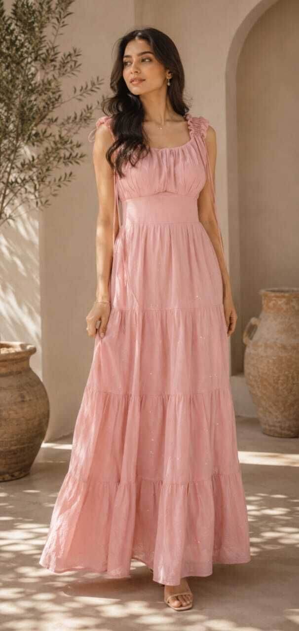 Chiffon Stitched Flared/A-line Gown-image-0