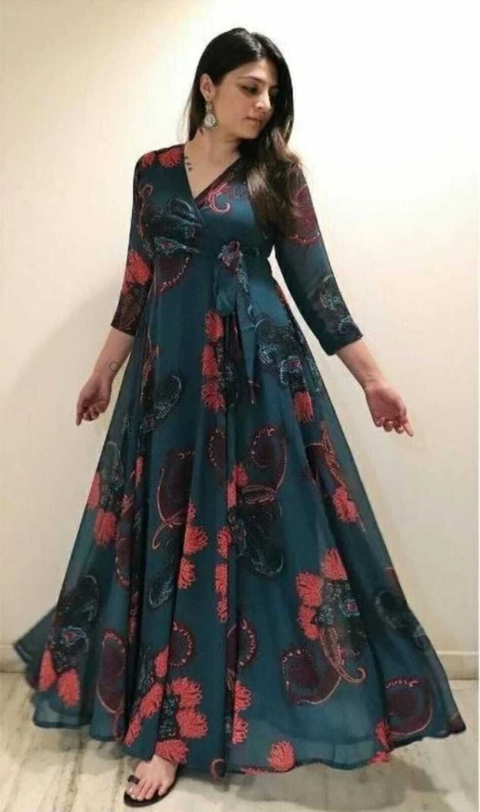 quick feb Printed Georgette Stitched Anarkali Gown-picture-11