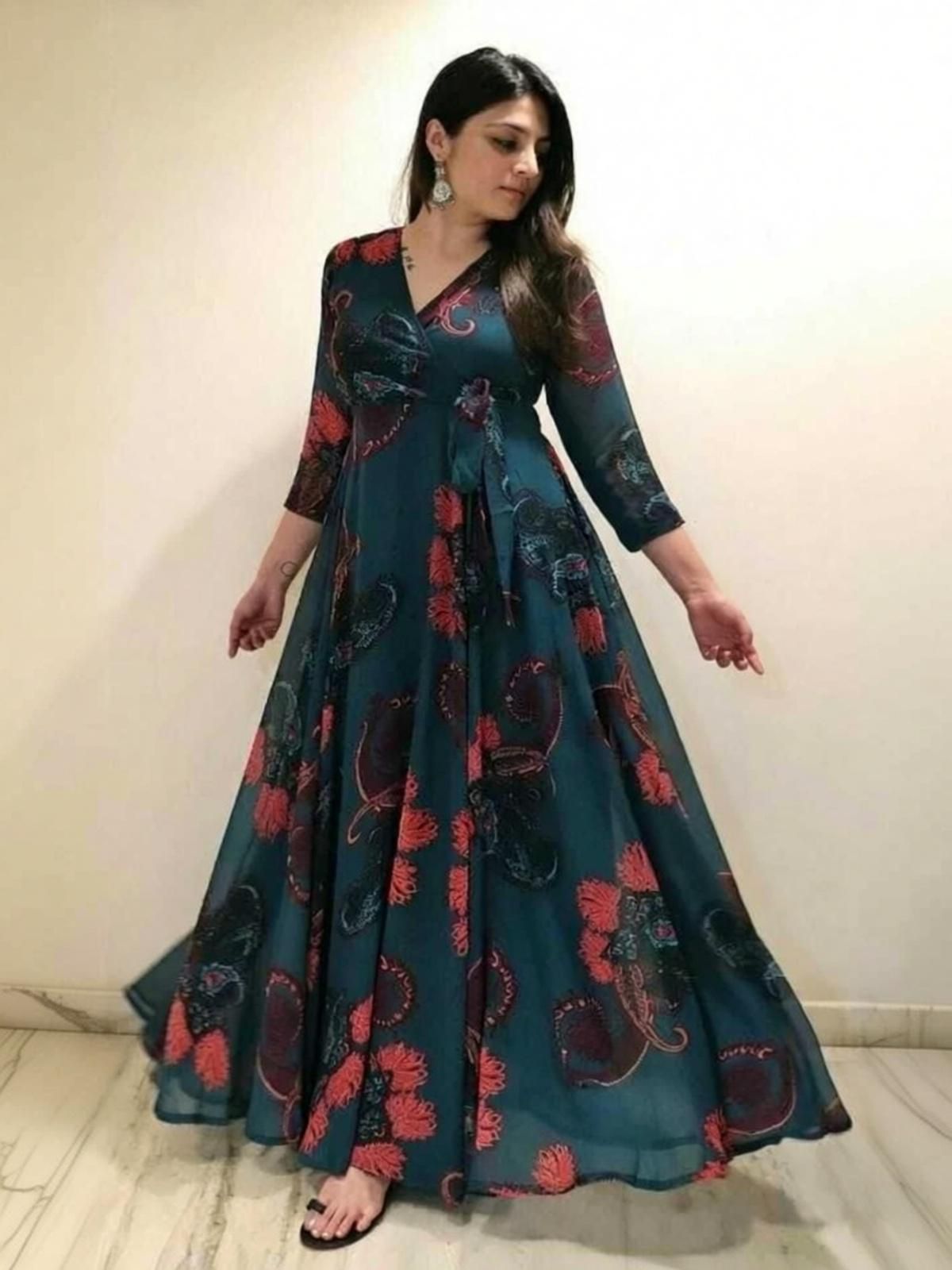 Printed Georgette Stitched Anarkali Gown-image-24