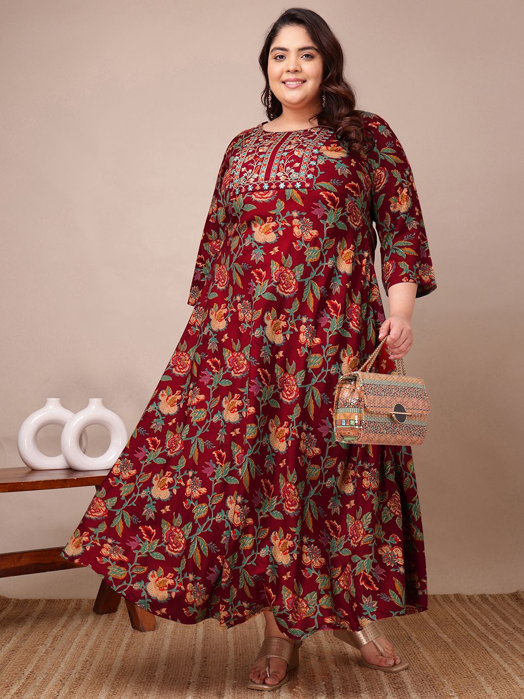f p collections Embroidered Viscose Rayon Stitched Anarkali Gown-picture-18