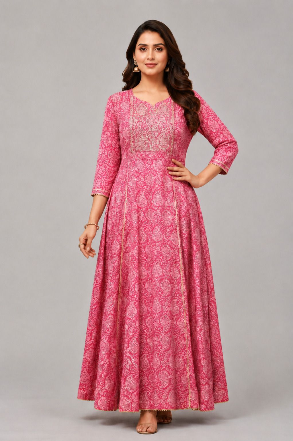 Printed Rayon Blend Stitched Anarkali Gown-image-43