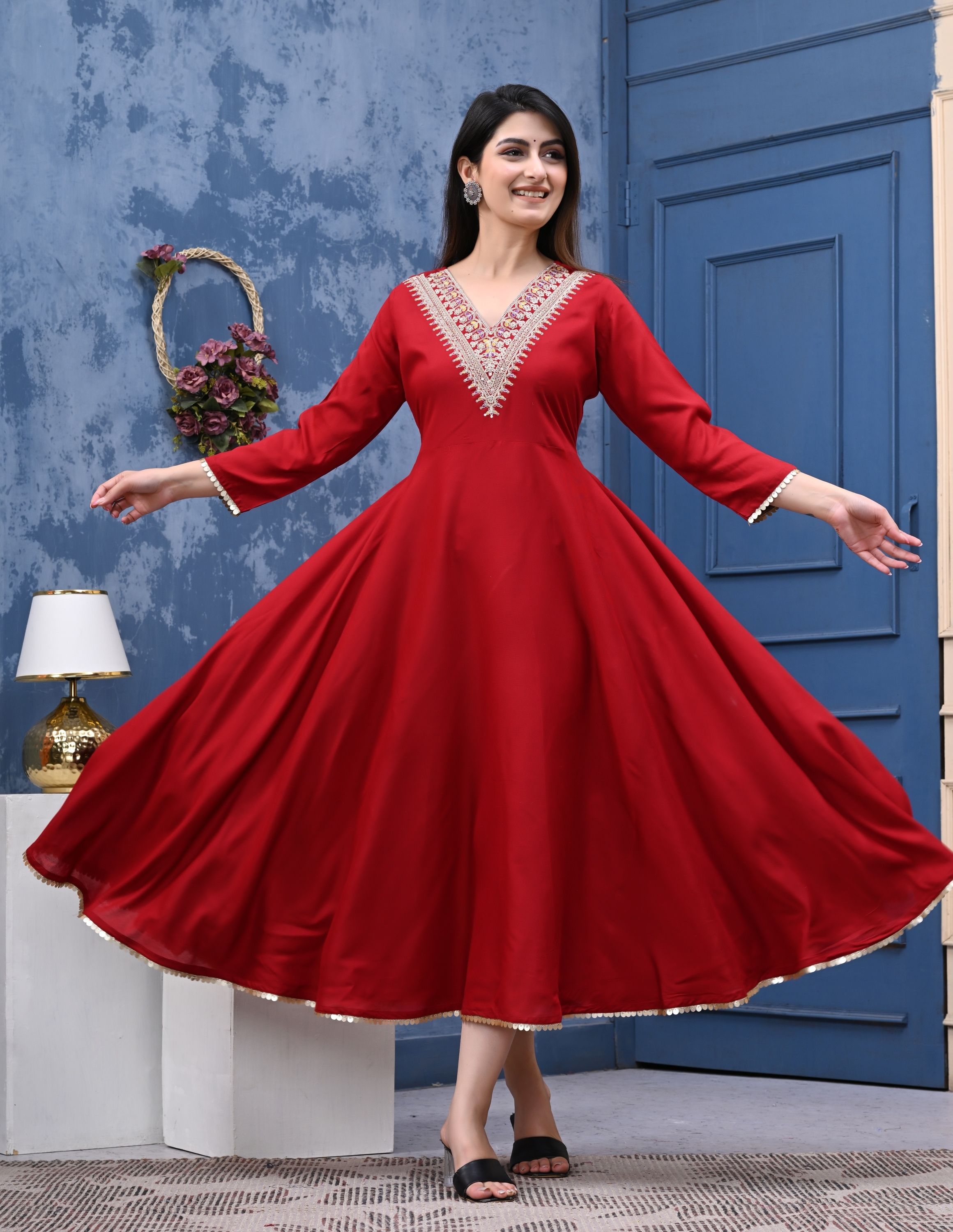 nikhat Embroidered Viscose Rayon Stitched Anarkali Gown-picture-18