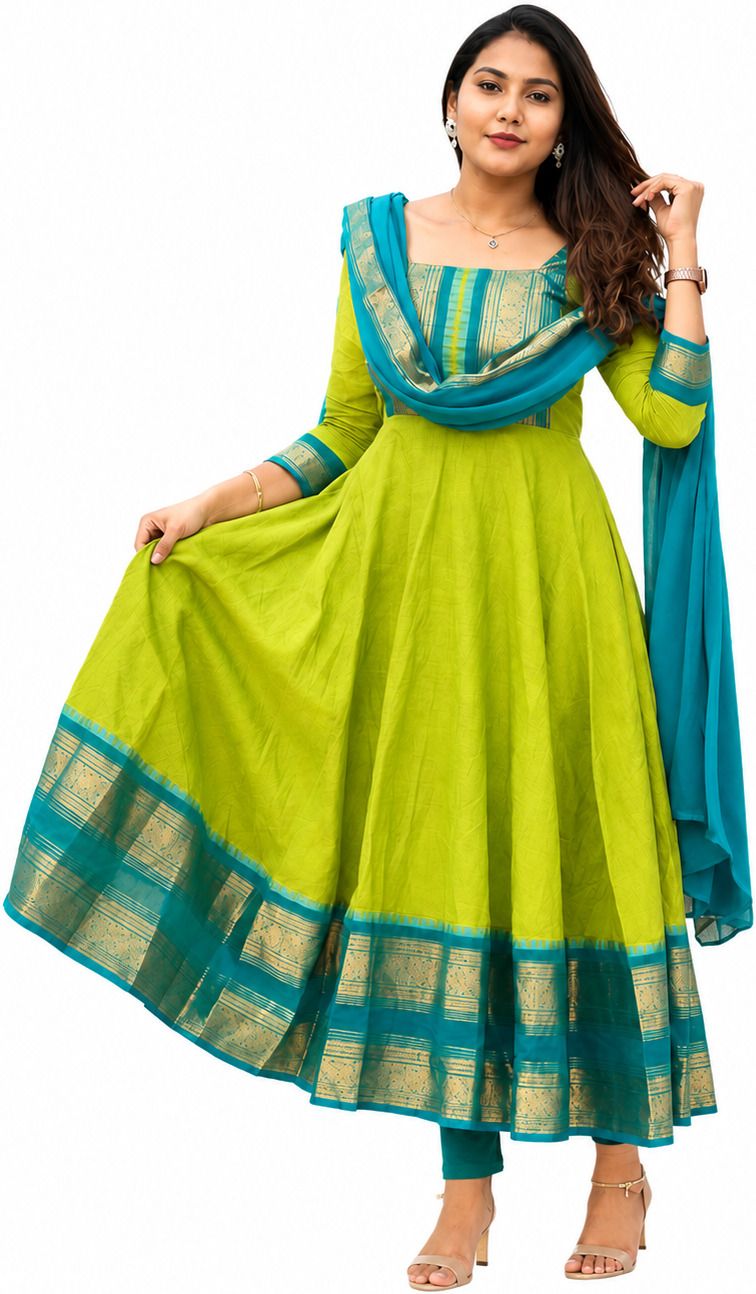 sanskriva Woven, Solid Silk Blend Stitched Anarkali Gown-picture-10