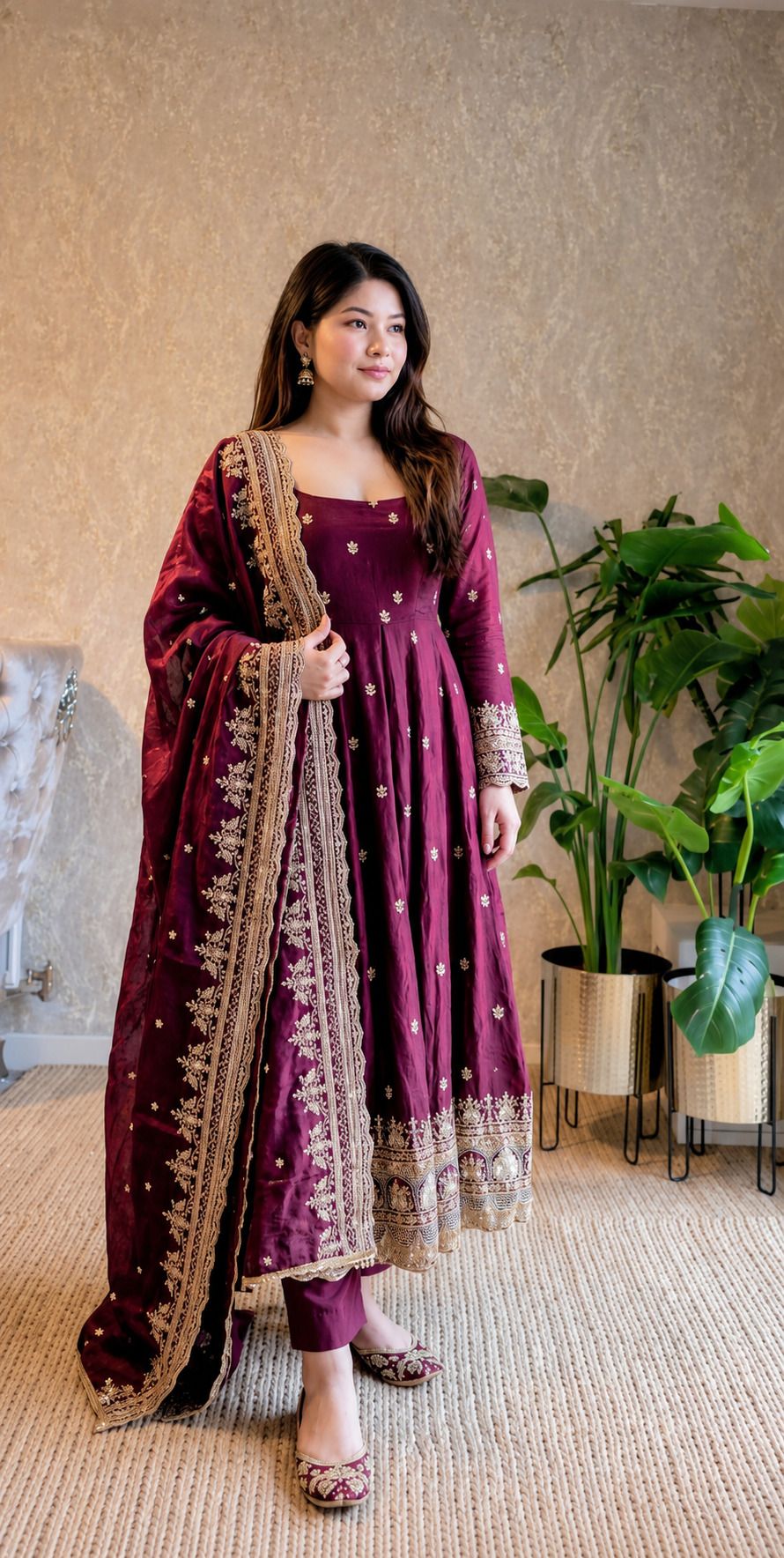 Solid Viscose Rayon Stitched Anarkali Gown-image-42