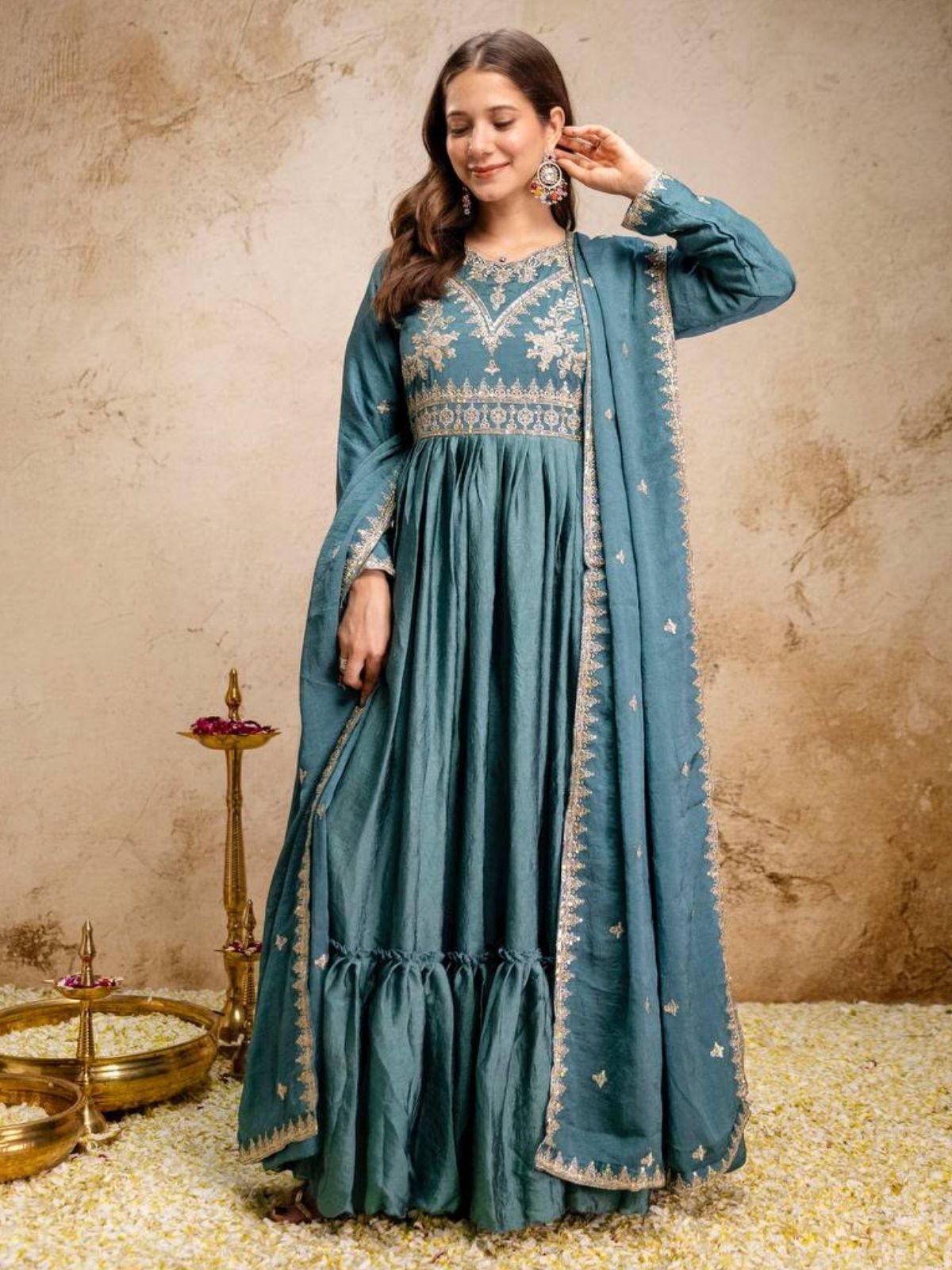 odette Silk Blend Stitched Anarkali Gown-picture-1