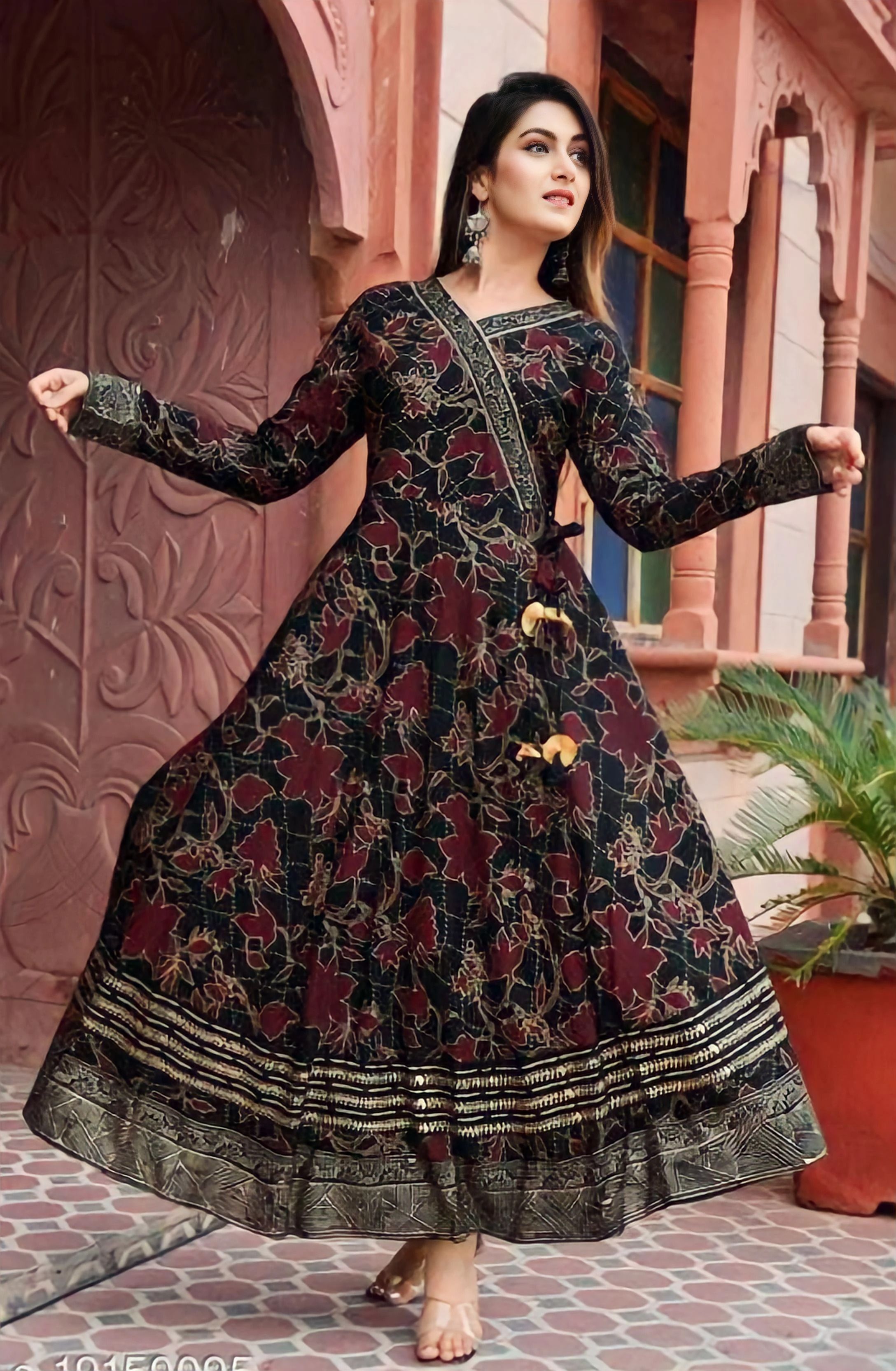 fk fashion Printed Viscose Rayon Stitched Anarkali Gown-picture-11
