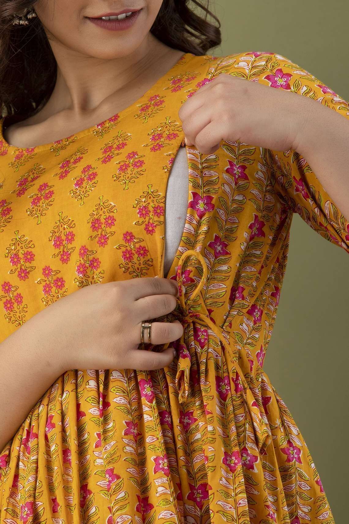Printed Pure Cotton Stitched Flared/A-line Gown-image-41