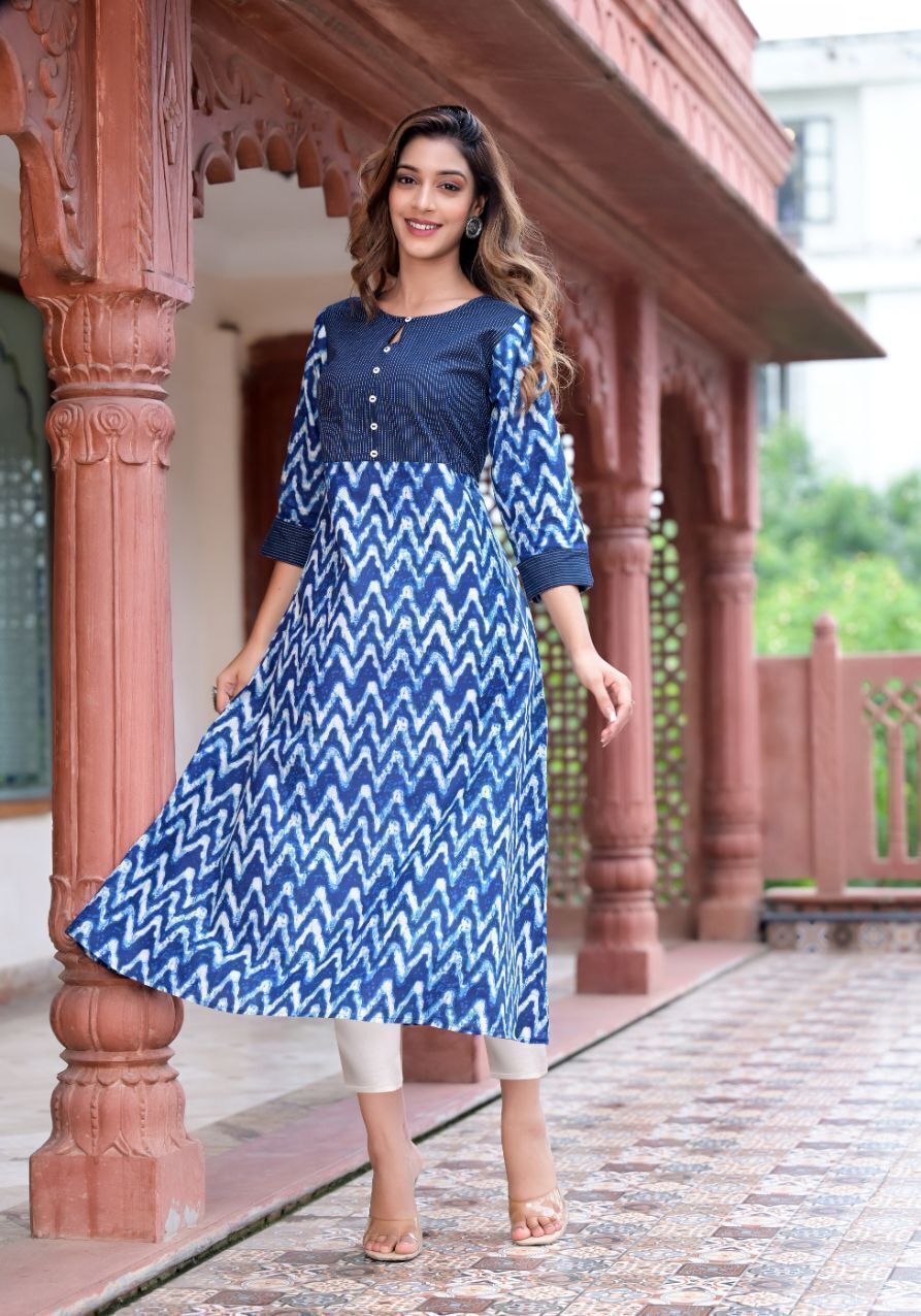 ikrass Printed Pure Cotton Stitched Flared/A-line Gown-picture-9