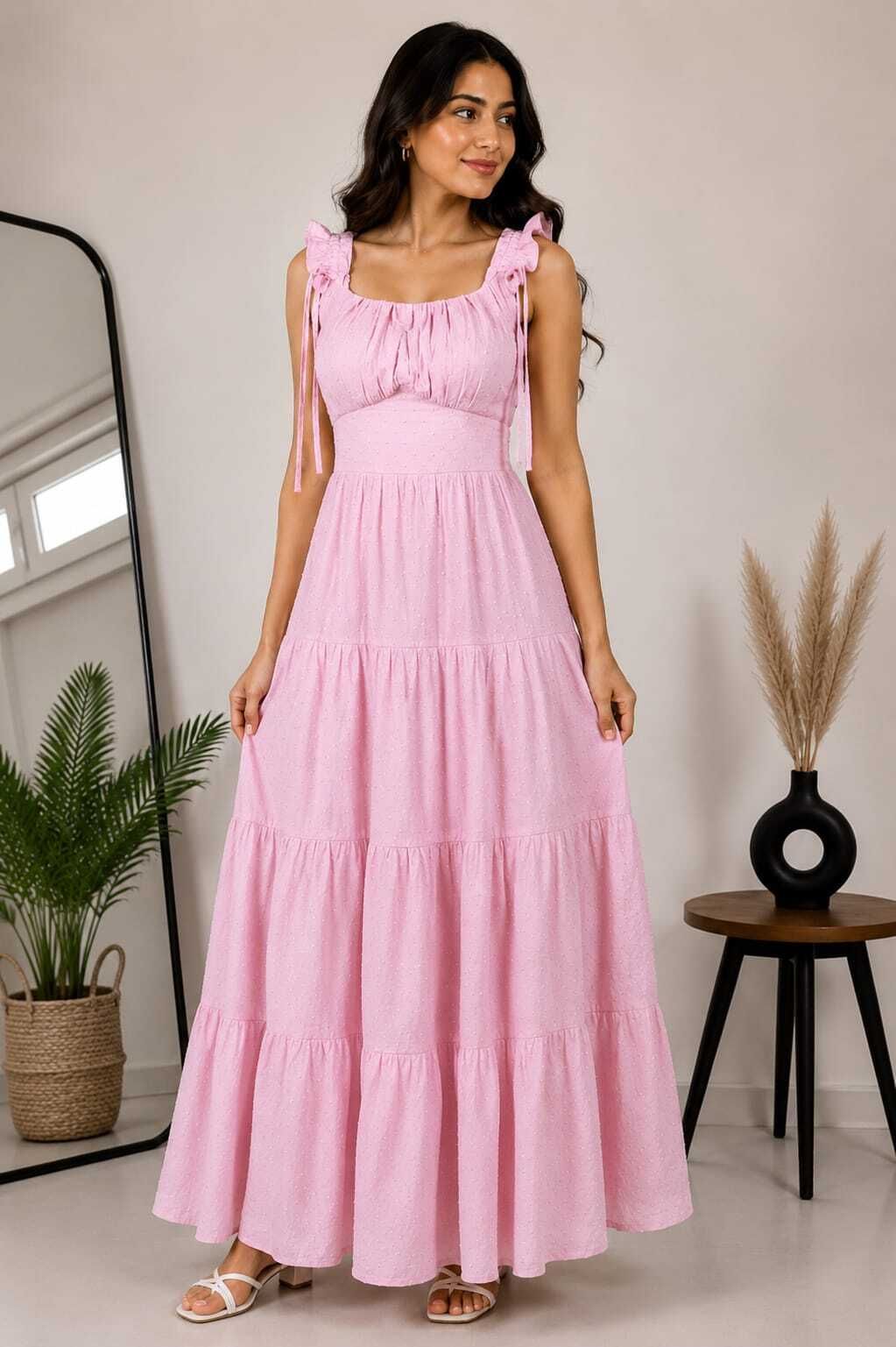 Solid Chiffon Stitched Flared/A-line Gown-image-49