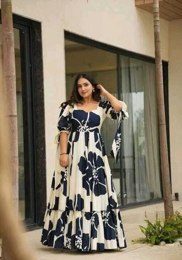 Printed Rayon Blend Stitched Flared/A-line Gown-image-43