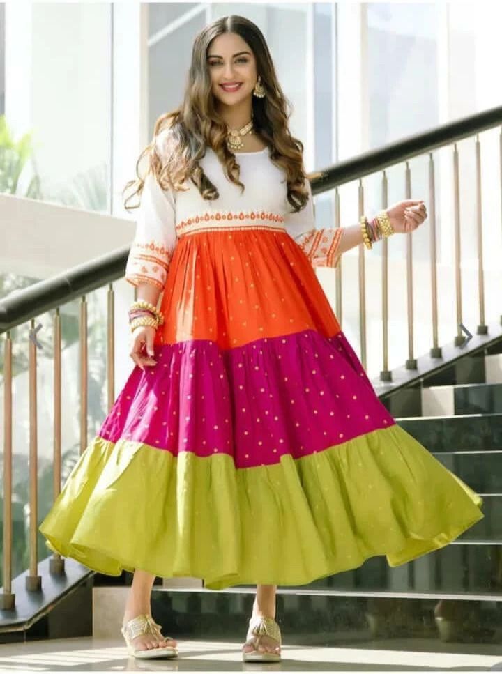 Printed Rayon Blend Stitched Flared/A-line Gown-image-41