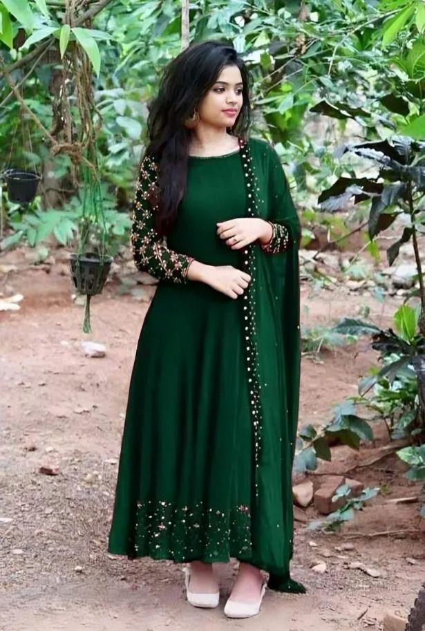 bamsom wear Embroidered Georgette Stitched Flared/A-line Gown-picture-16