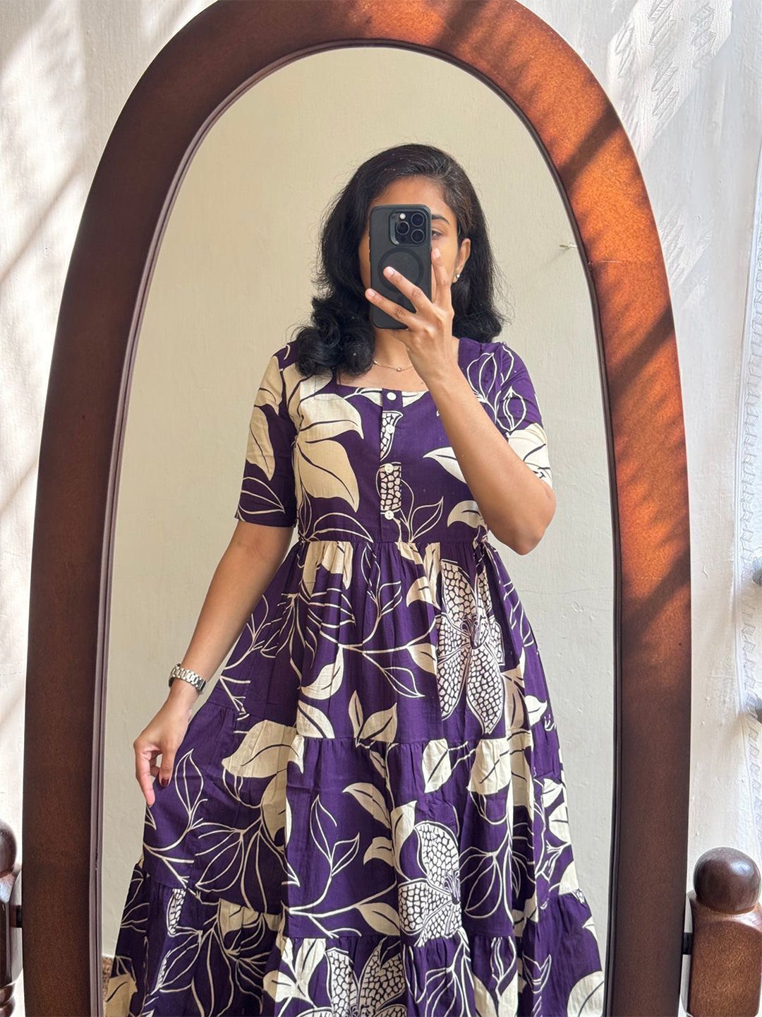 Floral Print Pure Cotton Stitched Flared/A-line Gown-image-23