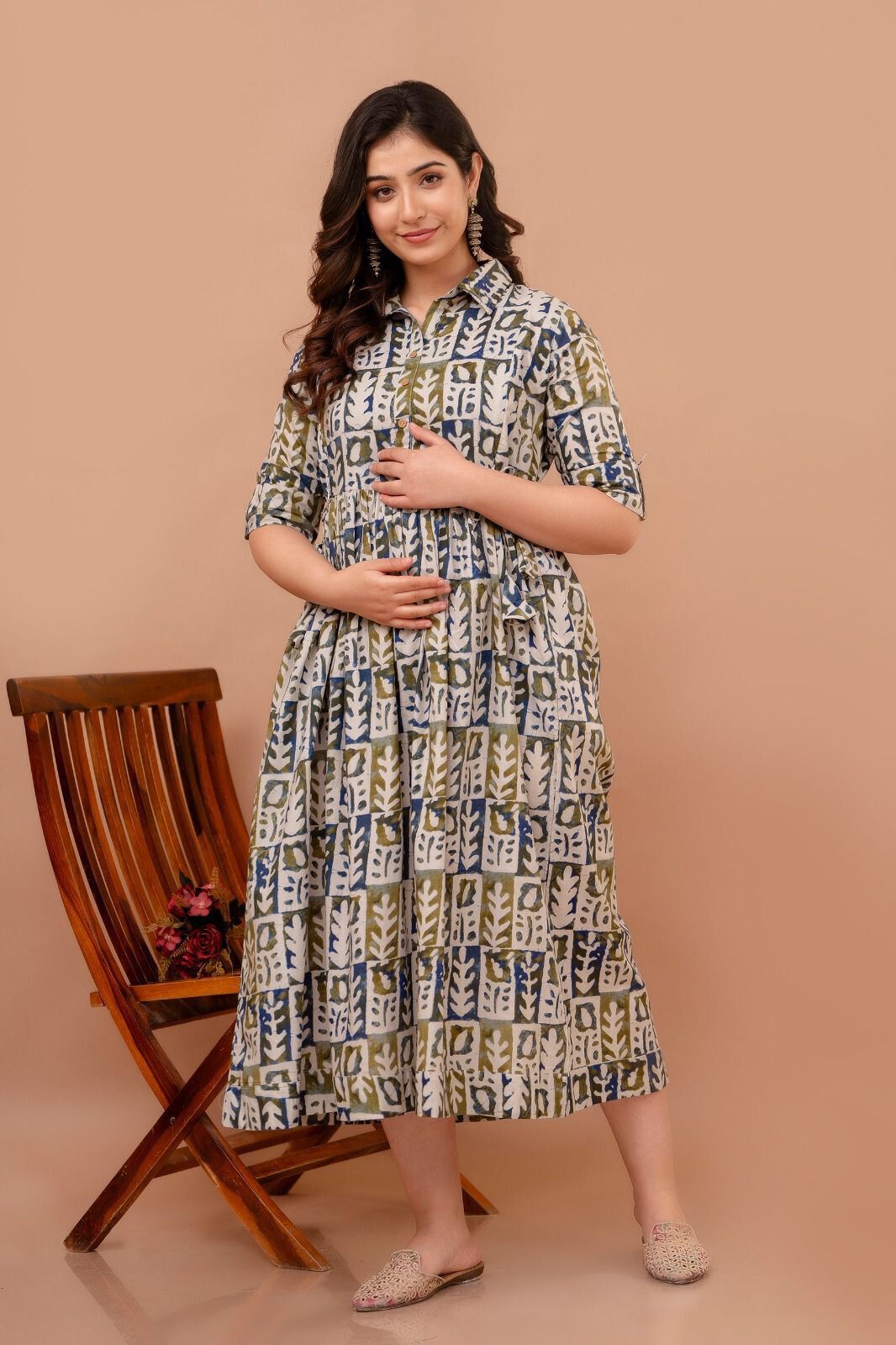 Printed Pure Cotton Stitched Flared/A-line Gown-image-19