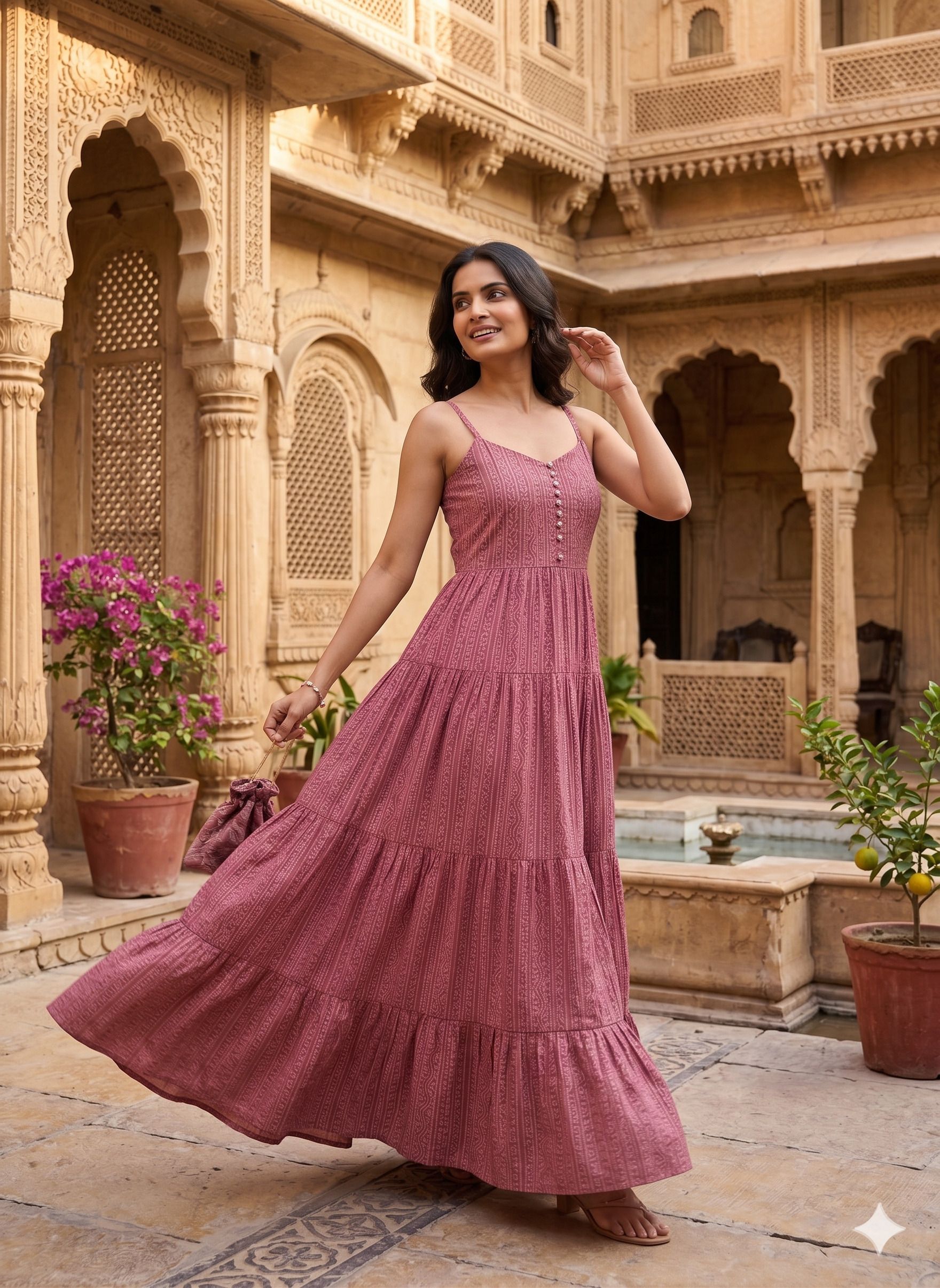 ftdiva Solid Viscose Rayon Stitched Flared/A-line Gown-picture-2
