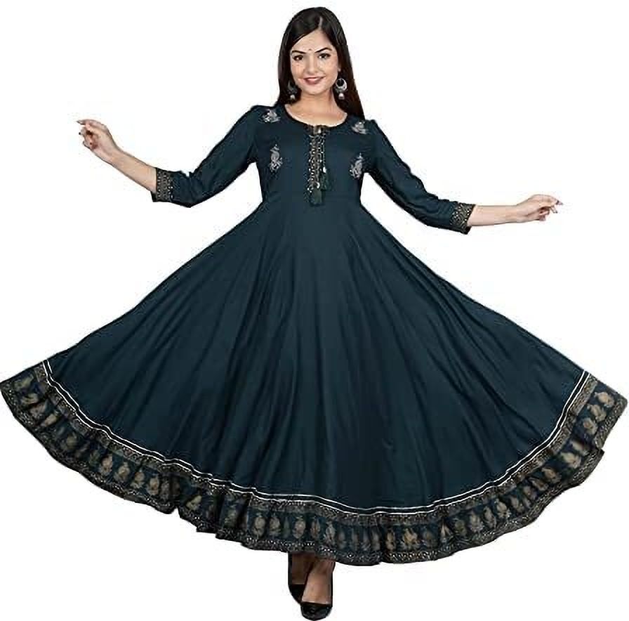 nandi Printed Rayon Blend Stitched Flared/A-line Gown-picture-10