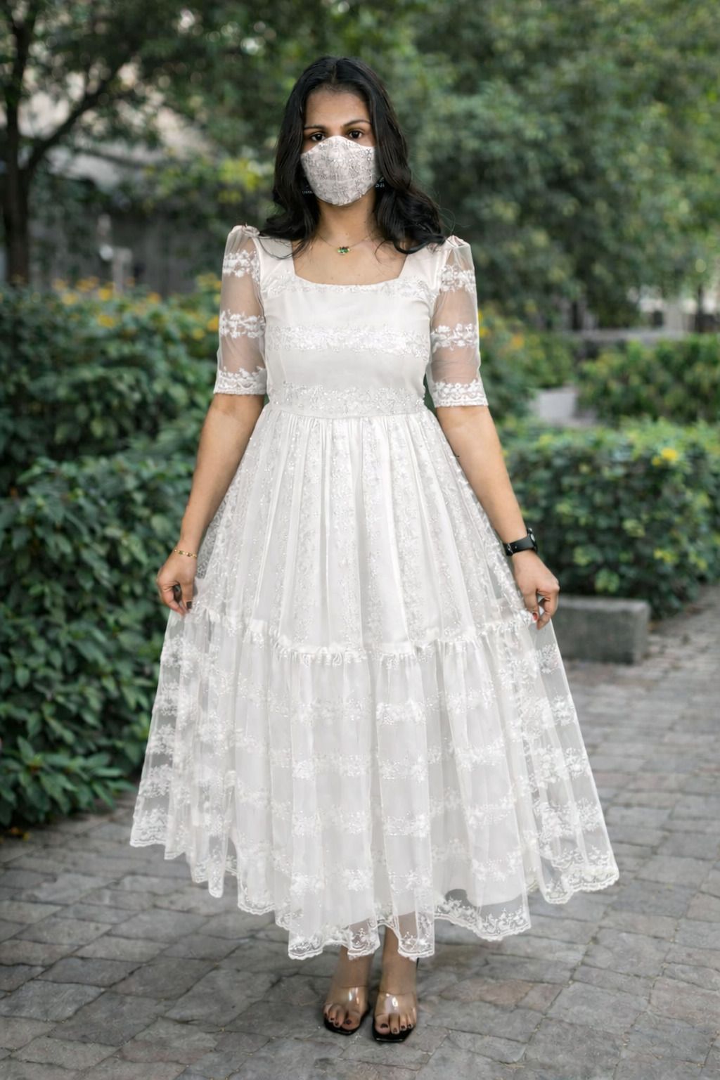 Net Stitched Flared/A-line Gown-image-9