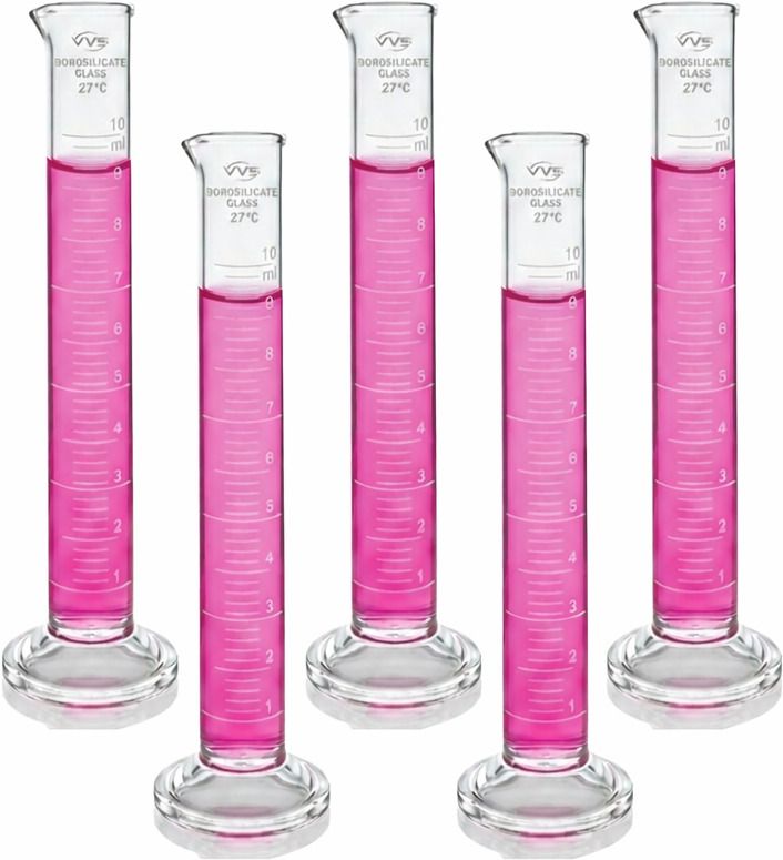 Borosilicate 3.3 Glass Measuring Cylinder 10ml, 5 Pcs Round Base Lab Laboratory Borosilicate Glass Graduated Cylinder-image-49