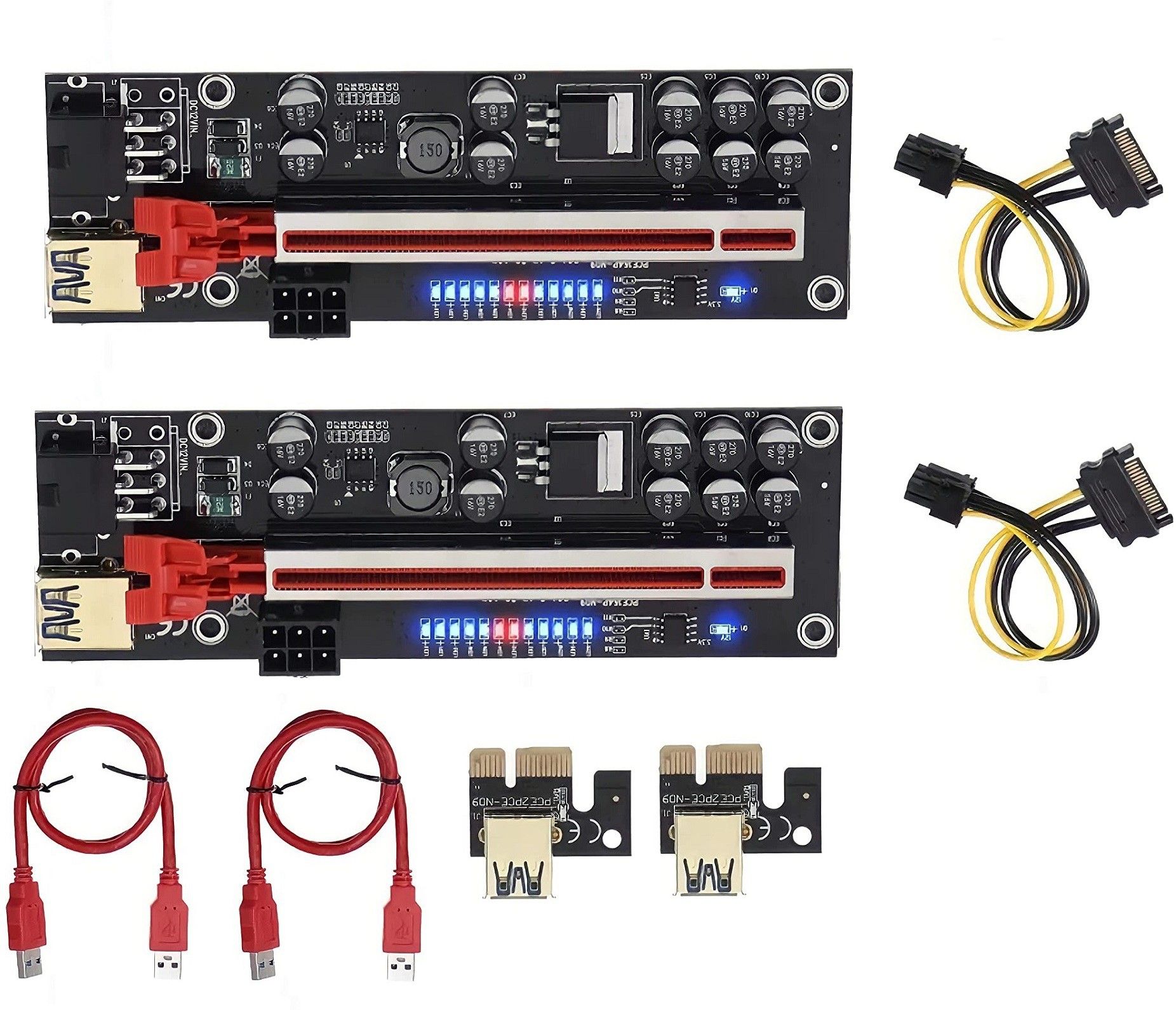 LipiWorld (Pack Of 2) VER012-PRO Riser Card 10 Capacitors PCI-E 1X to 16X V012 Riser Card GDDR4 16 GB NVIDIA Chipset 64 bit 120 MHz Graphics Card-image-35